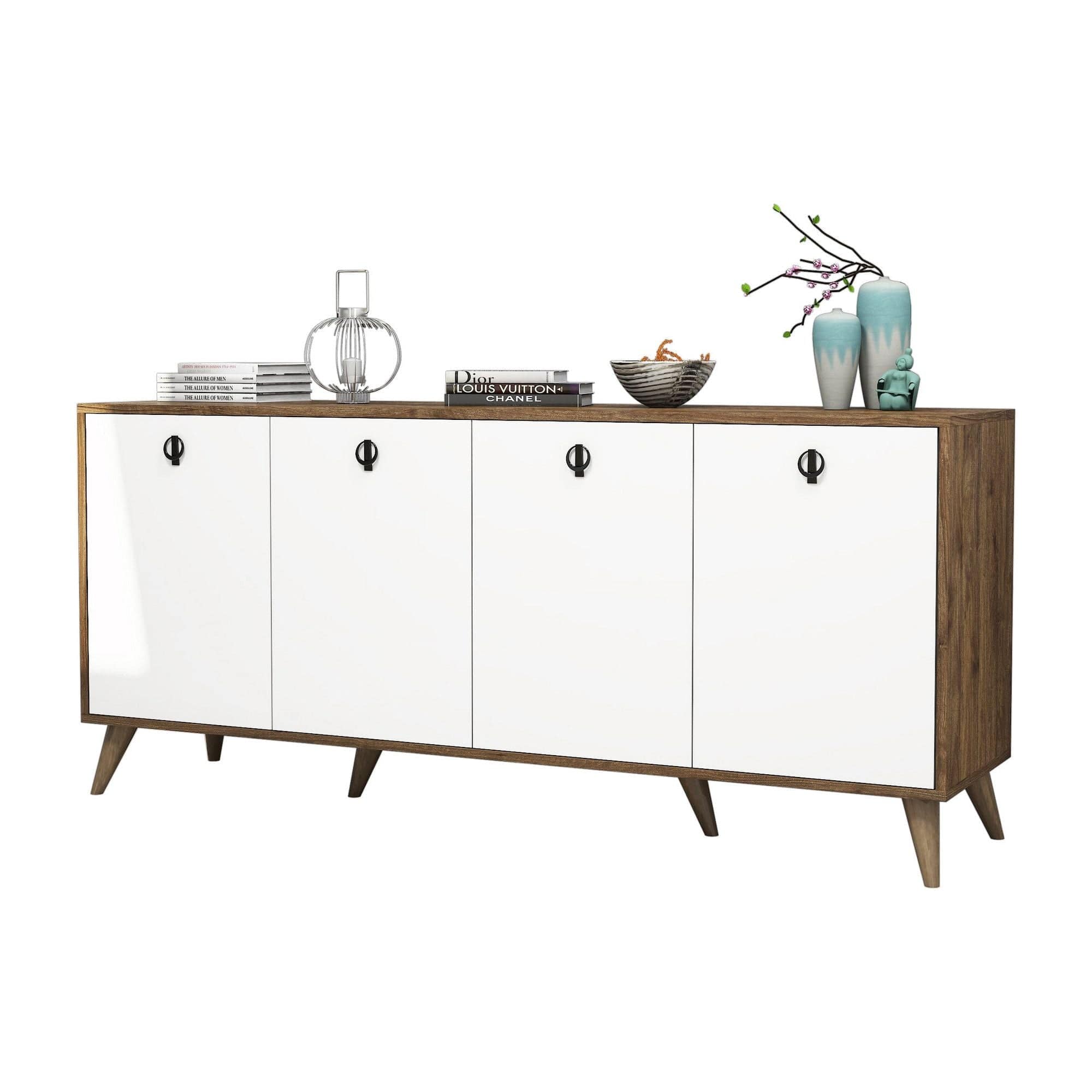 Comoda ELITE 1612, alb/stejar inchis, PAL melaminat, 180x45x80 cm