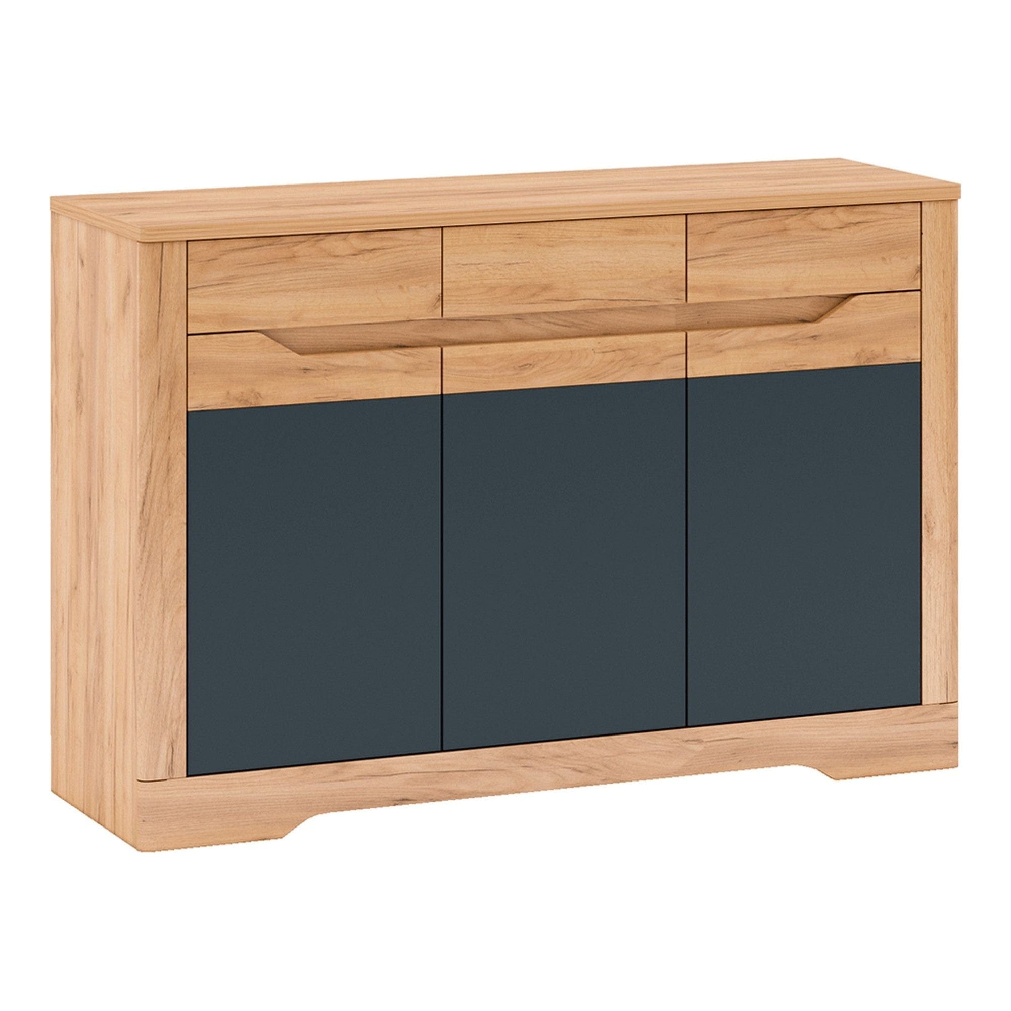 Comoda FIDEL E, stejar artisan/gri grafit, PAL, 135x42x91 cm