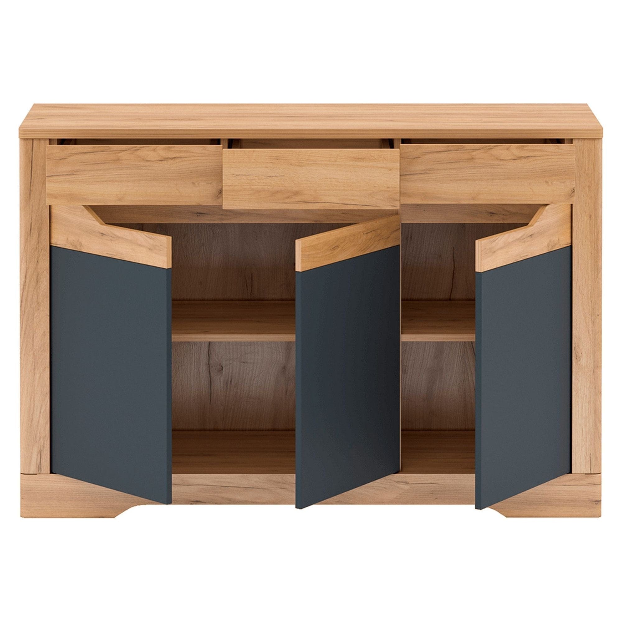 Comoda FIDEL E, stejar artisan/gri grafit, PAL, 135x42x91 cm