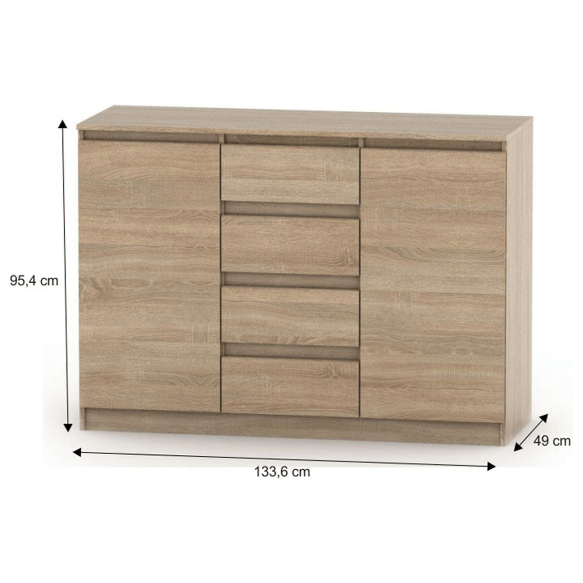 Comoda HANY NEW 010, stejar sonoma, DTD laminat, 134x49x95 cm