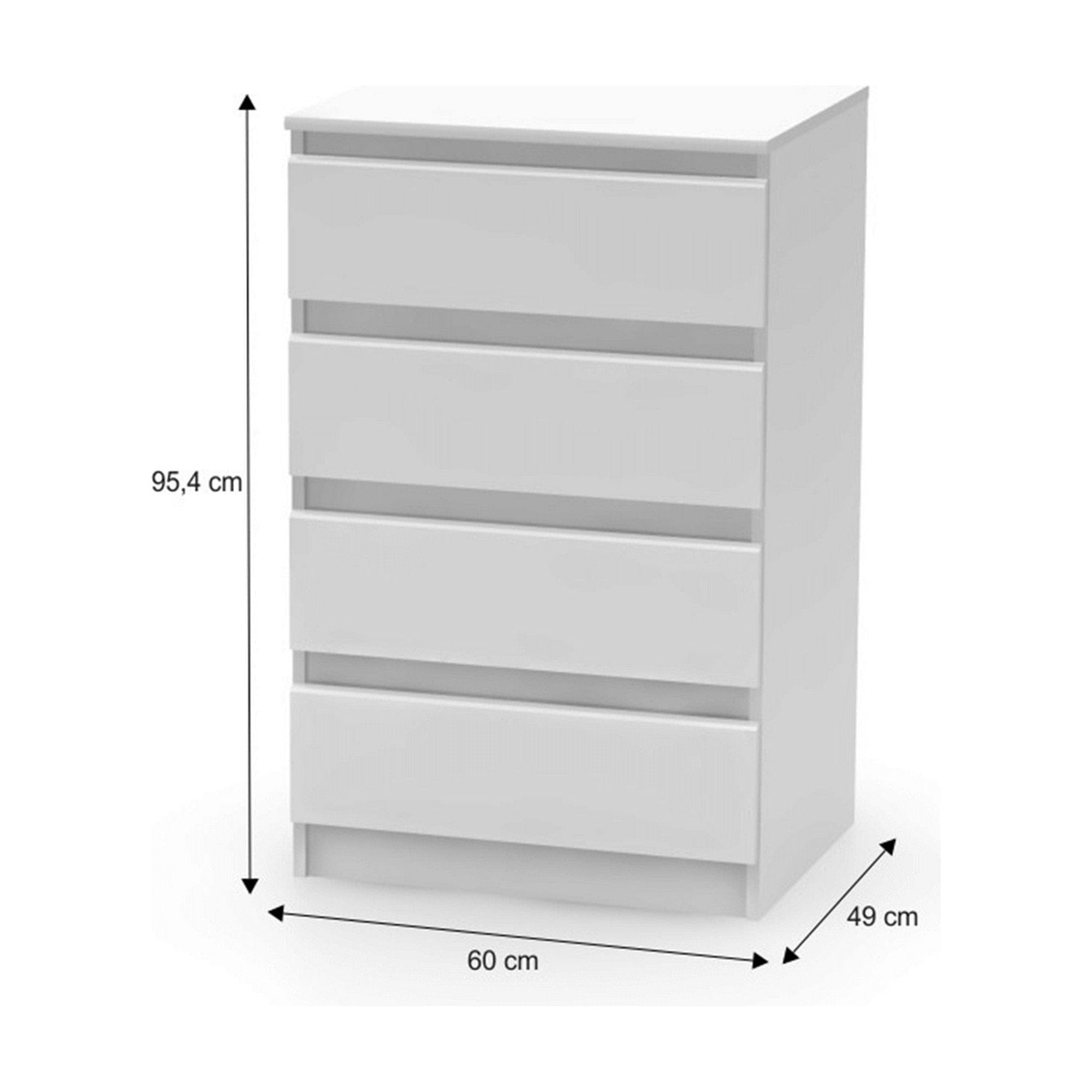 Comoda HANY NEW 014, alb, PAL laminat, 60x49x95 cm