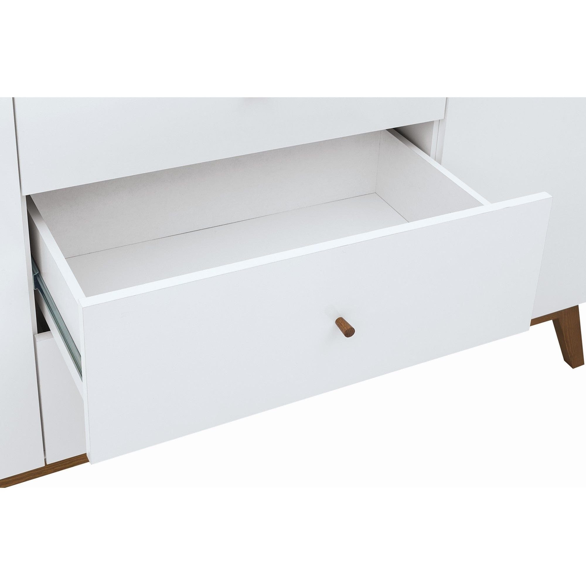 Comoda HEDA KOM2D3S, alb/nuc, PAL/lemn, 150x41x90 cm