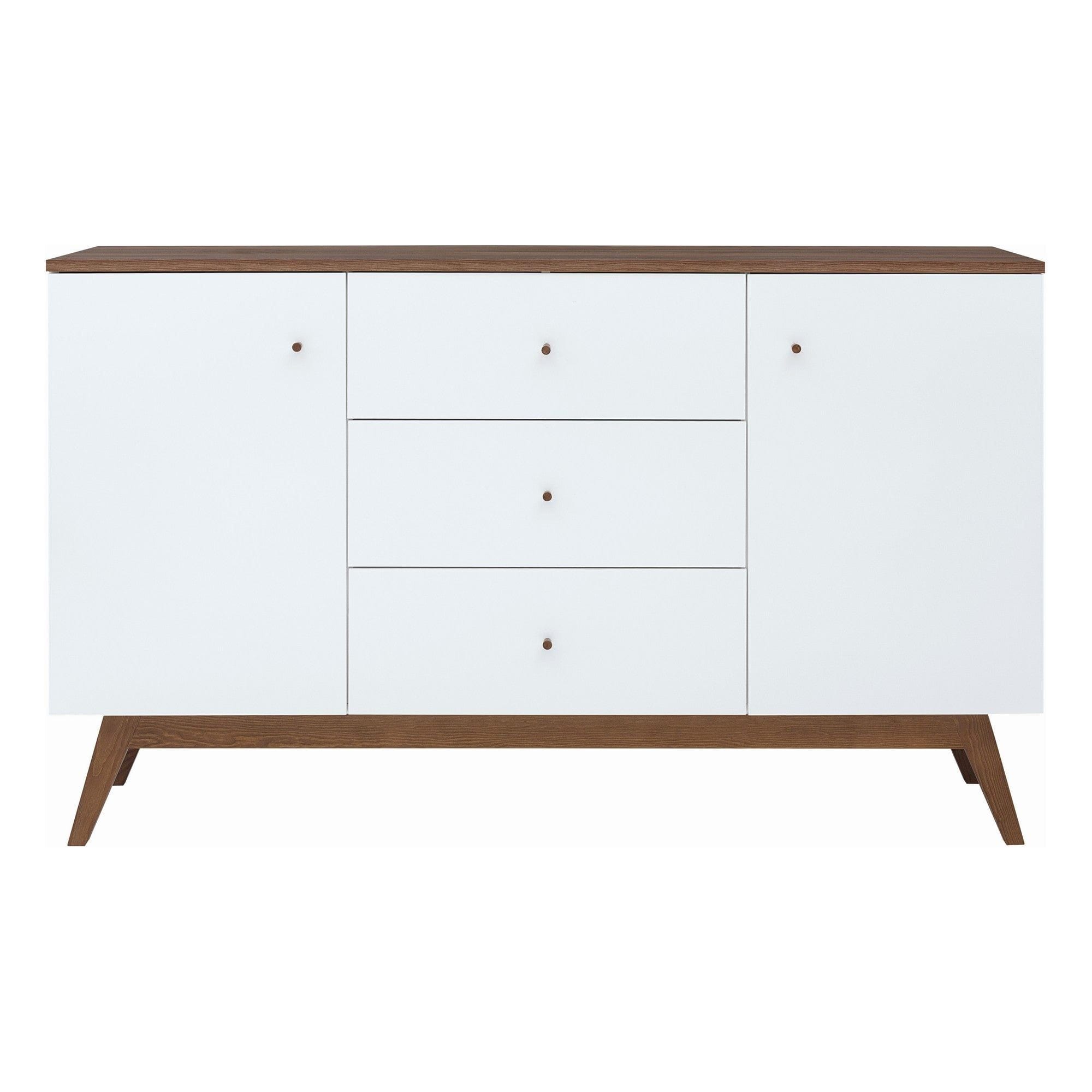 Comoda HEDA KOM2D3S, alb/nuc, PAL/lemn, 150x41x90 cm