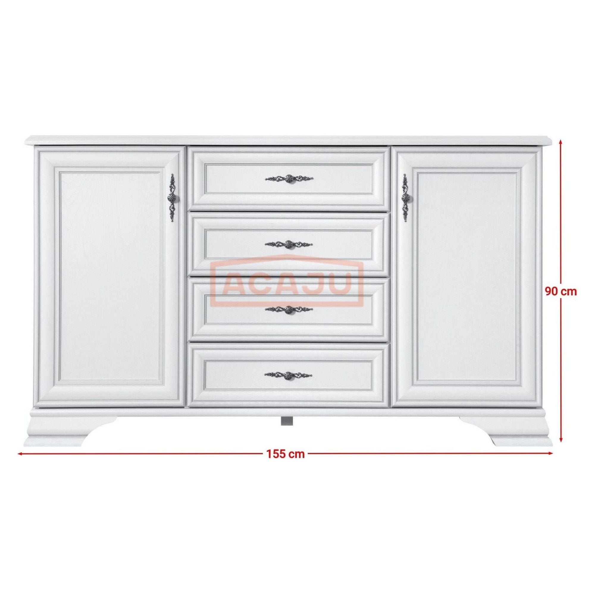 Comoda IDENTO, alb, PAL, 155x45x90 cm