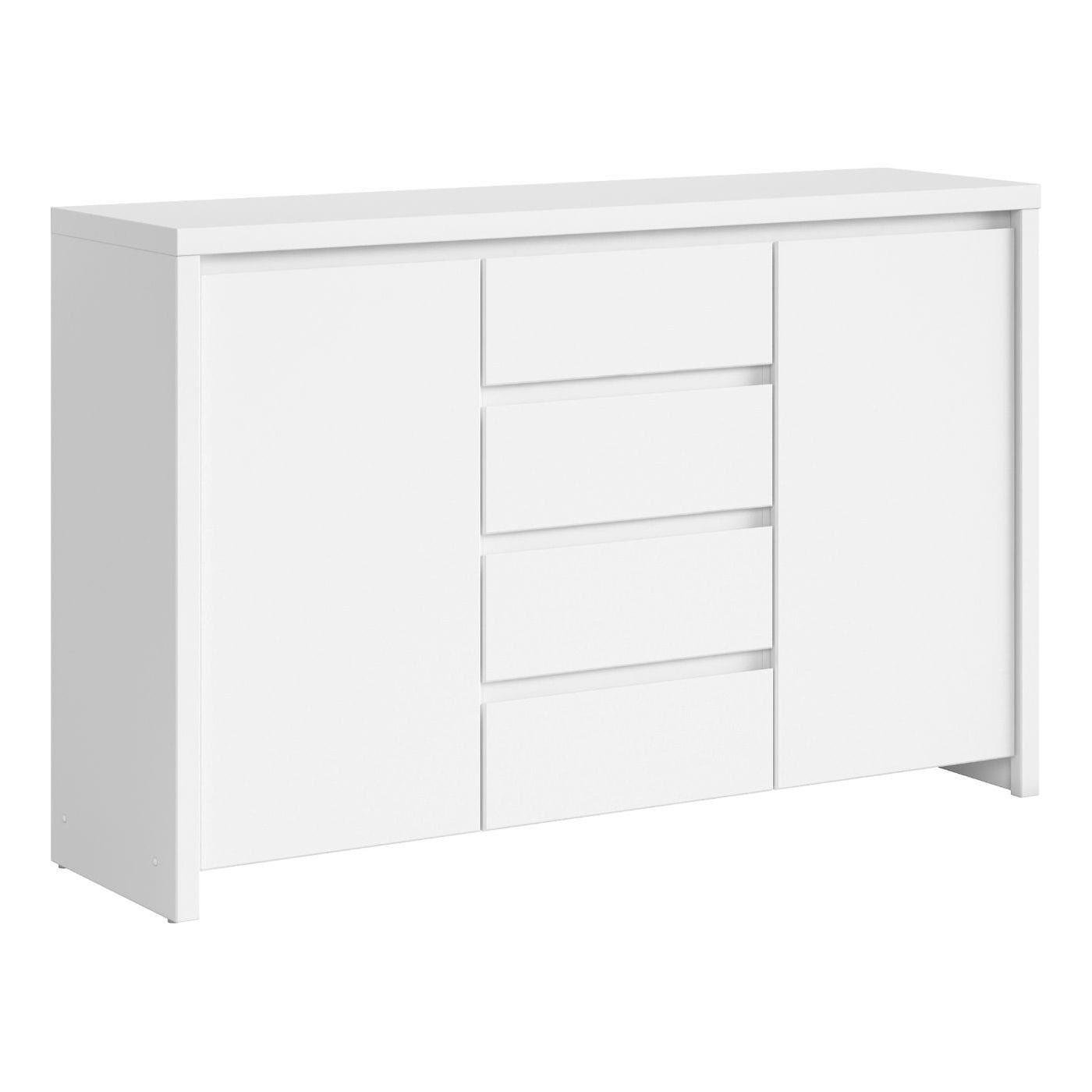 Comoda KASPIAN KOM2D4S, alb, PAL, 144x41x92 cm