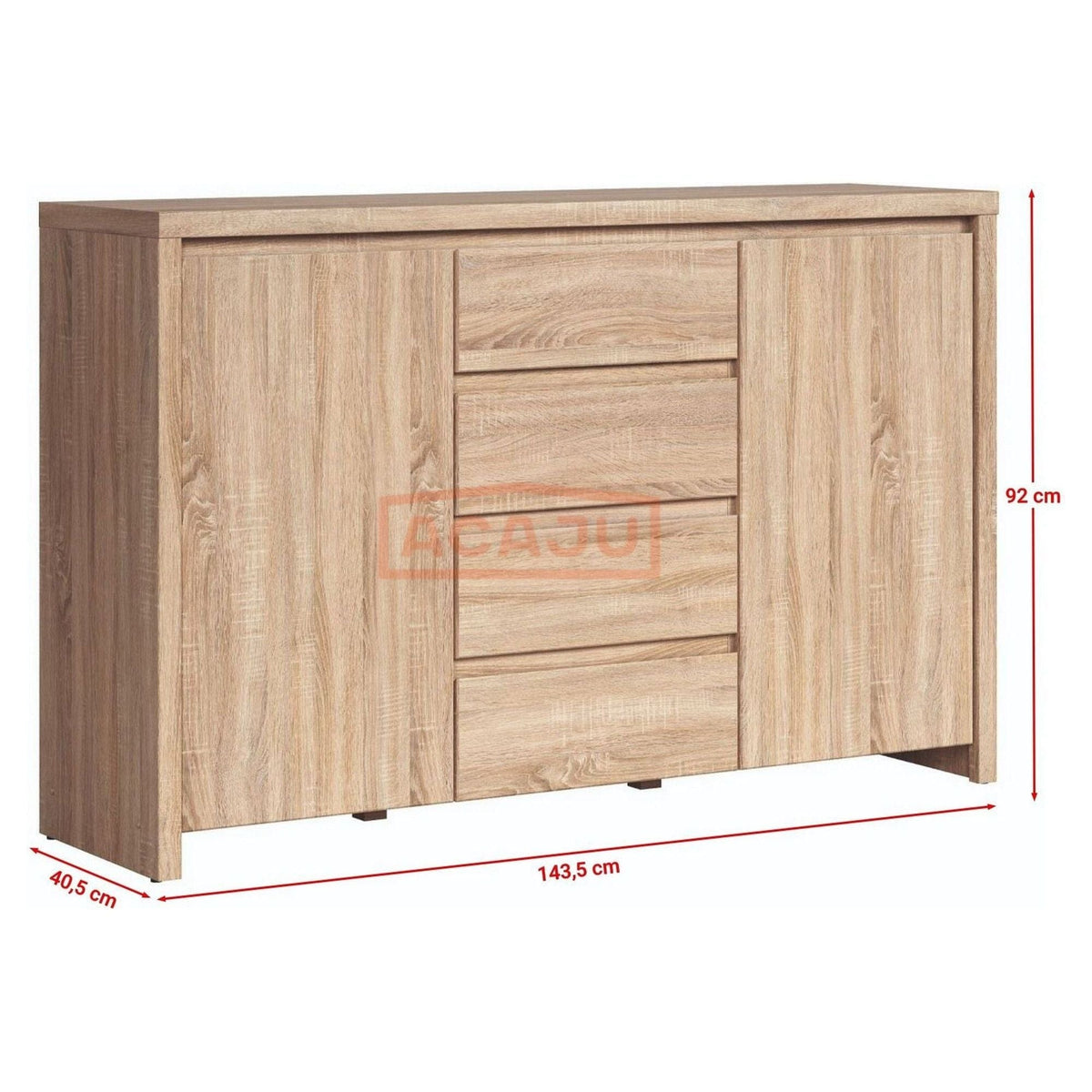 Comoda KASPIAN KOM2D4S, stejar sonoma, PAL, 144x41x92 cm