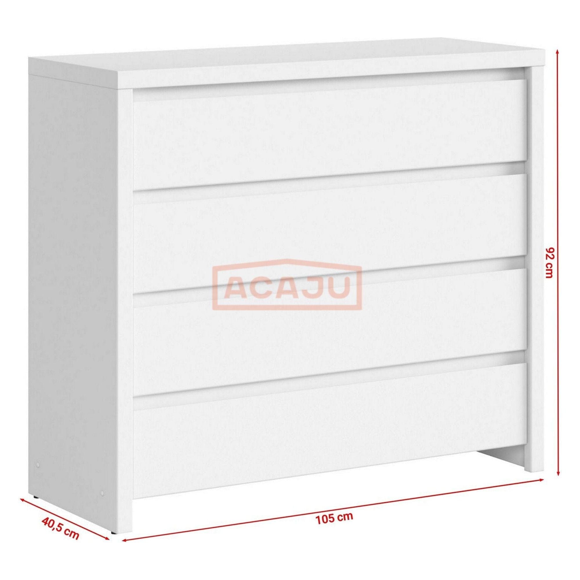 Comoda KASPIAN KOM4S, alb, PAL melaminat, 105x41x92 cm