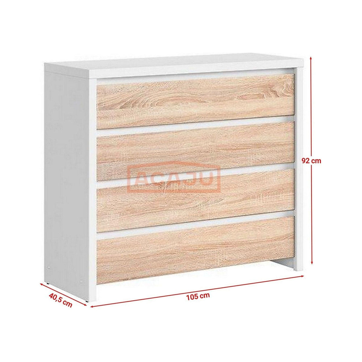 Comoda KASPIAN KOM4S, alb/stejar sonoma, PAL, 105x41x92 cm