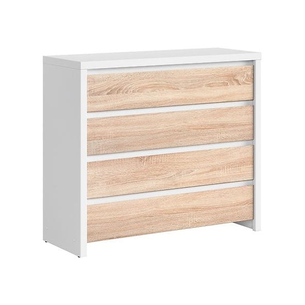 Comoda KASPIAN KOM4S, alb/stejar sonoma, PAL, 105x41x92 cm