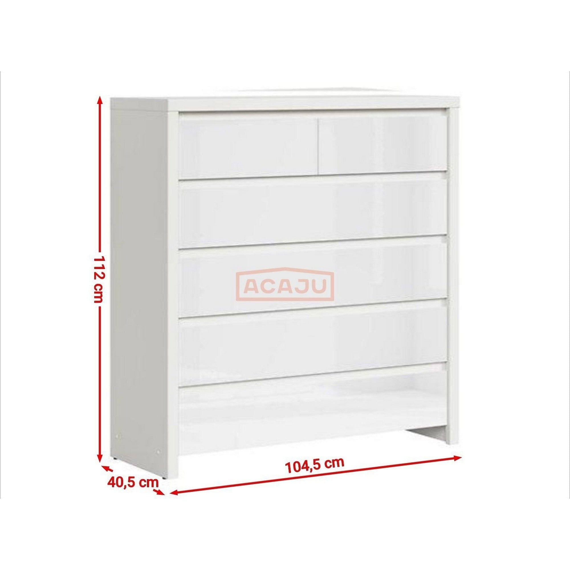 Comoda KASPIAN KOM6S, alb, PAL melaminat, 105x41x112 cm