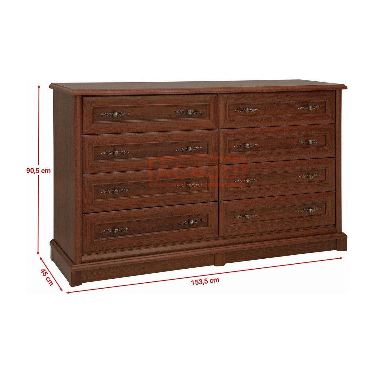 Comoda Kent EKOM8S, castan, PAL, 154x45x91 cm