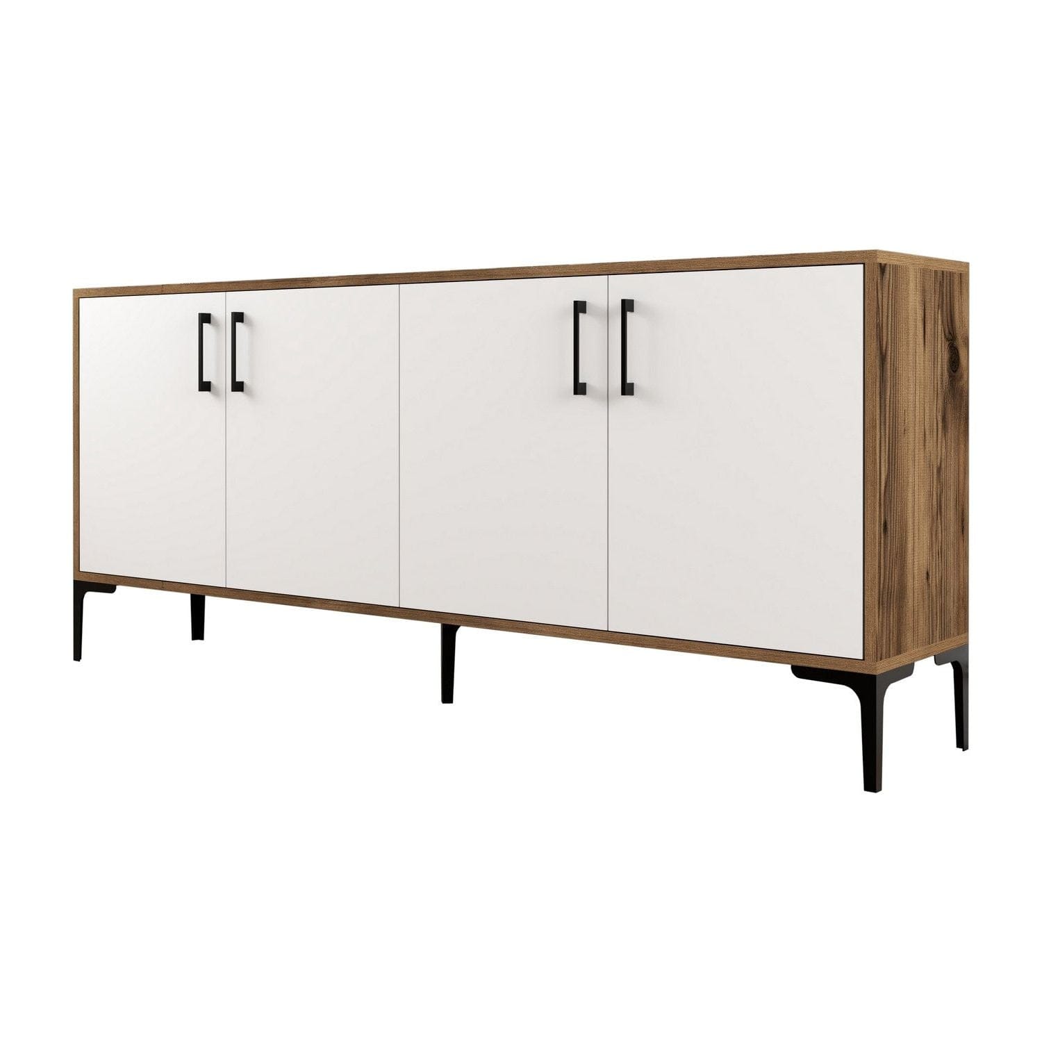 Comoda Kiev, alb/nuc, PAL melaminat, 180x35x78 cm