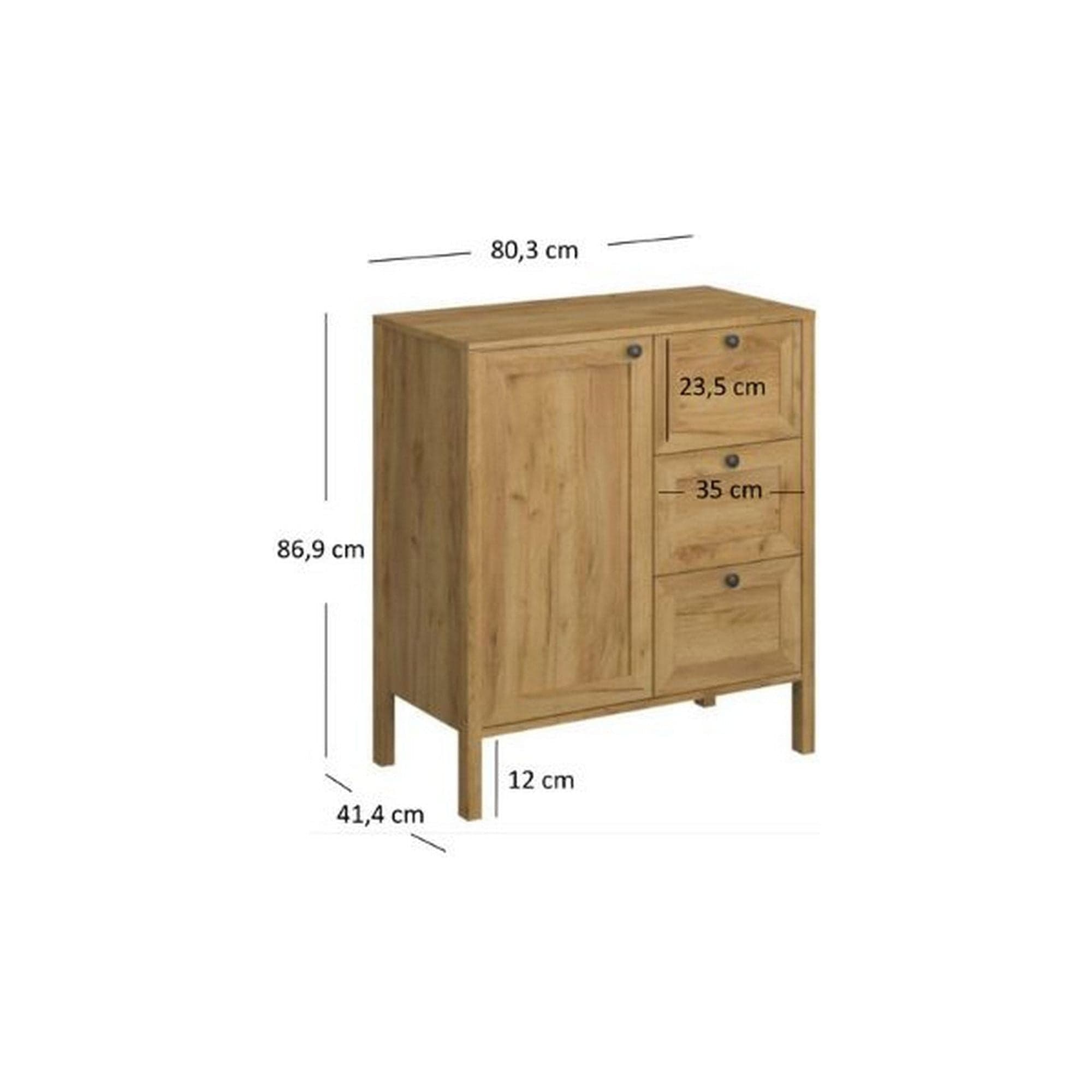 Comoda KLARK, stejar auriu, PAL laminat, 81x42x87 cm