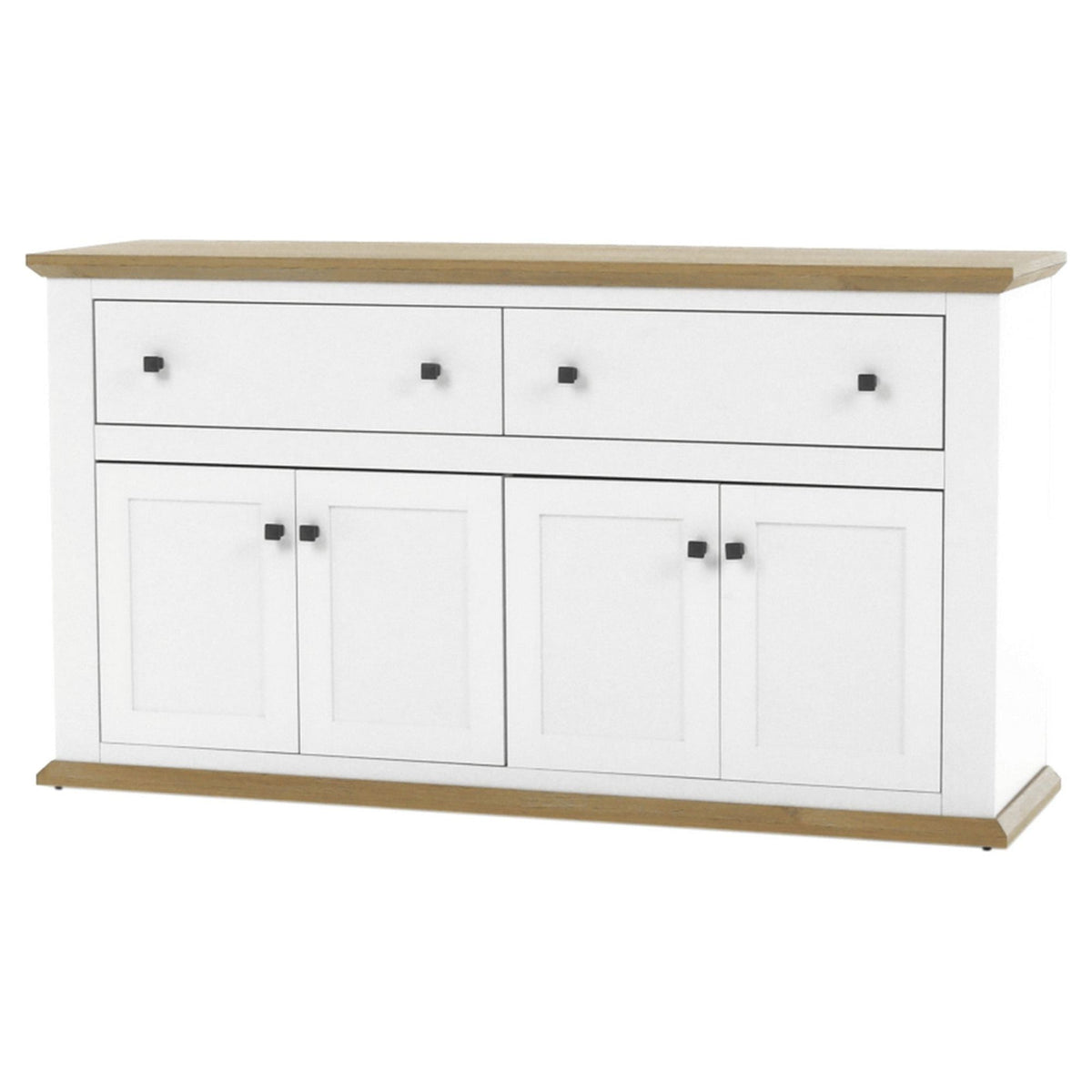 Comoda LEON MZ10, alb/stejar grand, DTD laminat, 160x45x87 cm