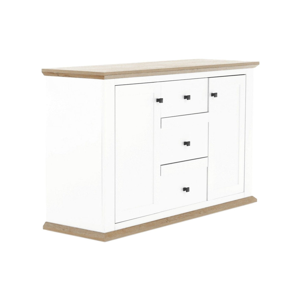 Comoda LEON MZ11, DTD laminat, alb/stejar grand, 140x45x87 cm