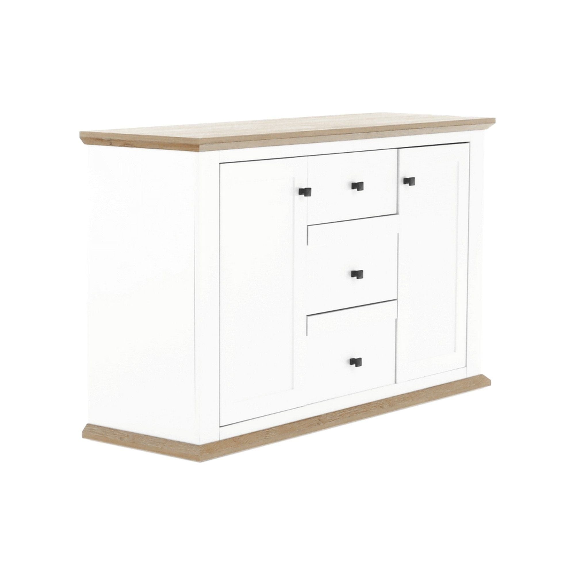 Comoda LEON MZ11, DTD laminat, alb/stejar grand, 140x45x87 cm