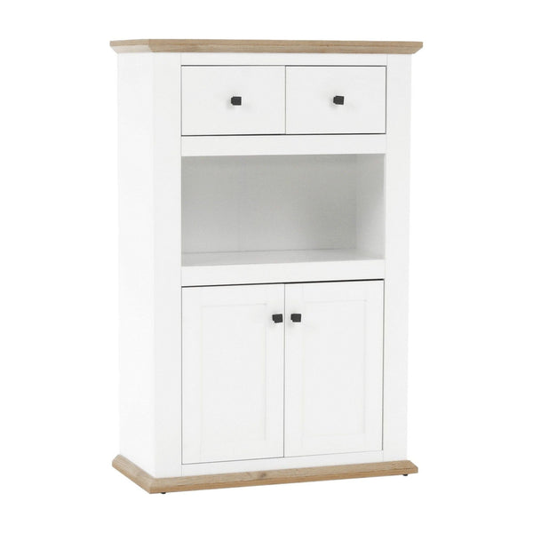Comoda LEON MZ8, DTD laminat, alb/stejar grand, 85x40x130 cm