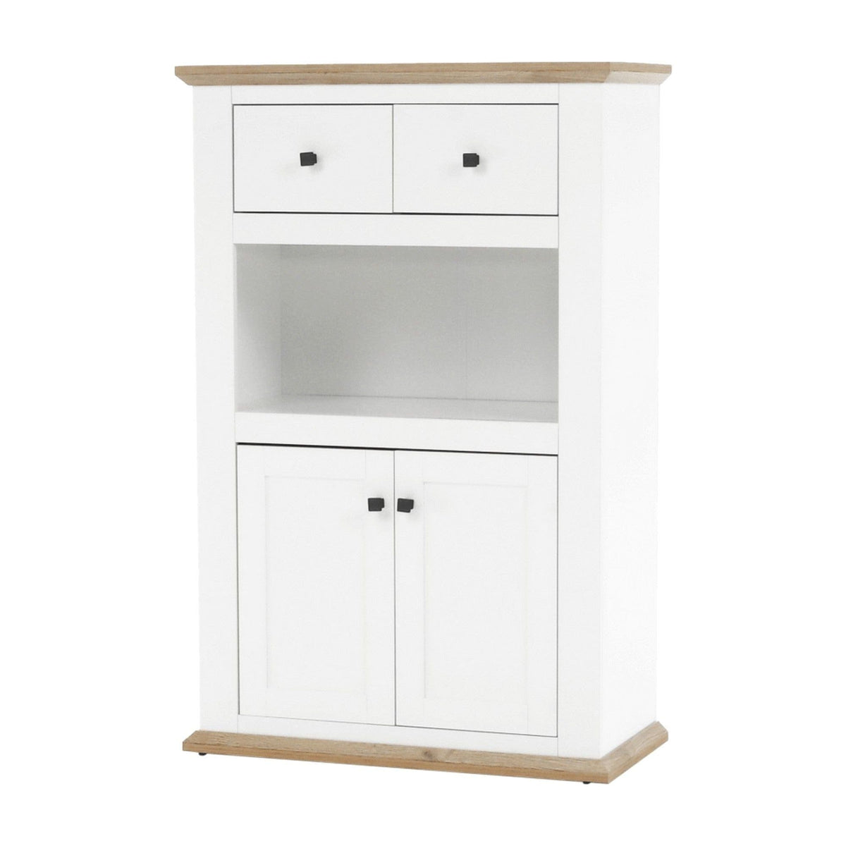 Comoda LEON MZ8, DTD laminat, alb/stejar grand, 85x40x130 cm