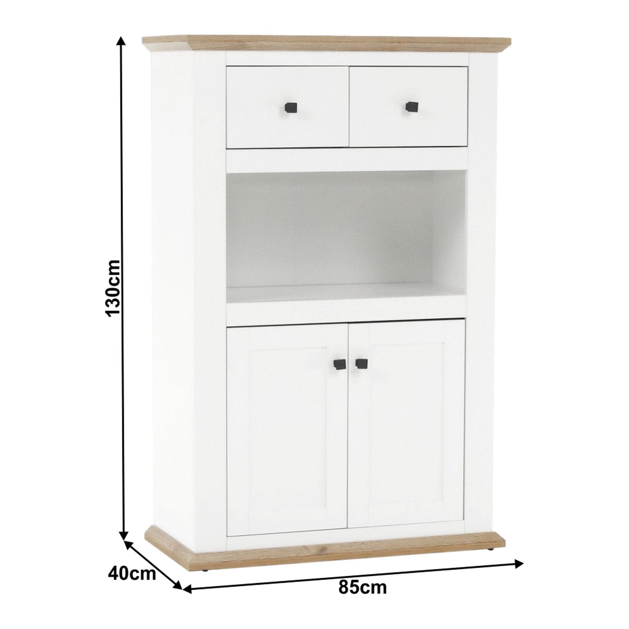 Comoda LEON MZ8, DTD laminat, alb/stejar grand, 85x40x130 cm