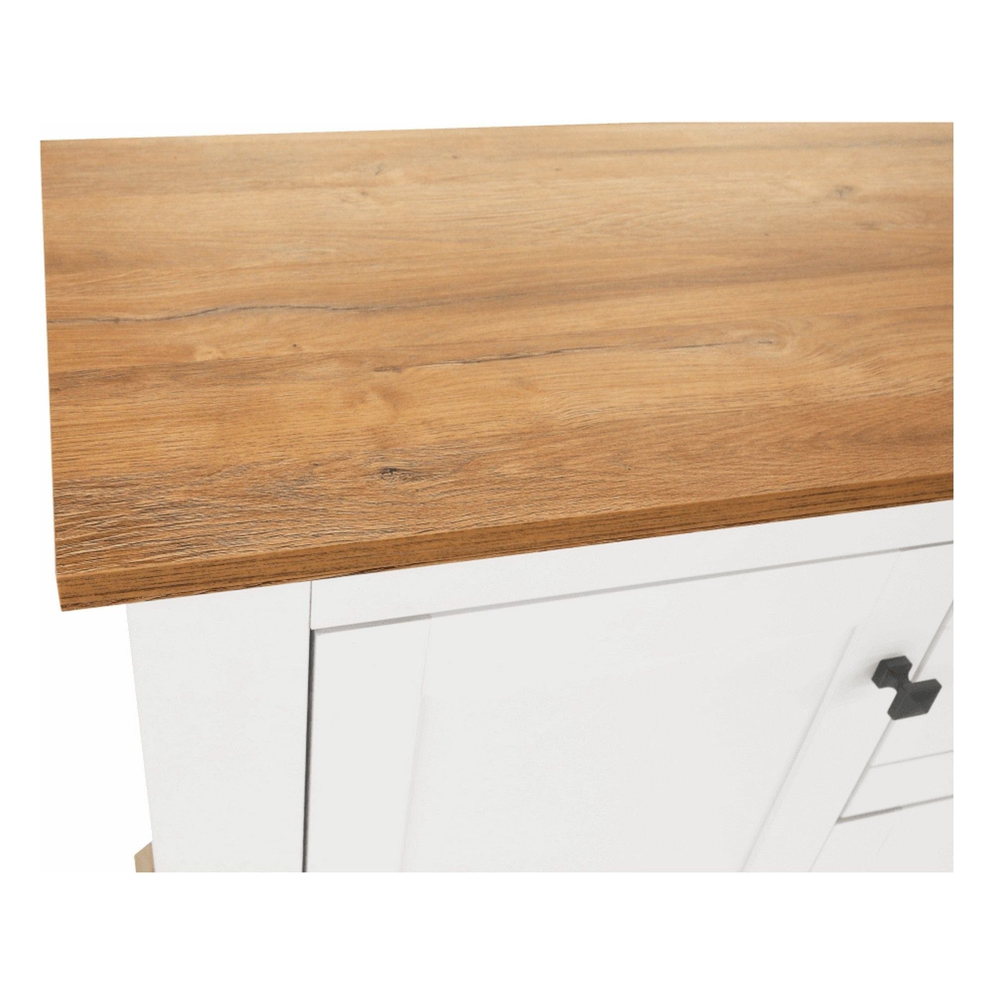 Comoda LEON MZ9, alb, stejar grand, PAL laminat/metal, 180x45x87 cm