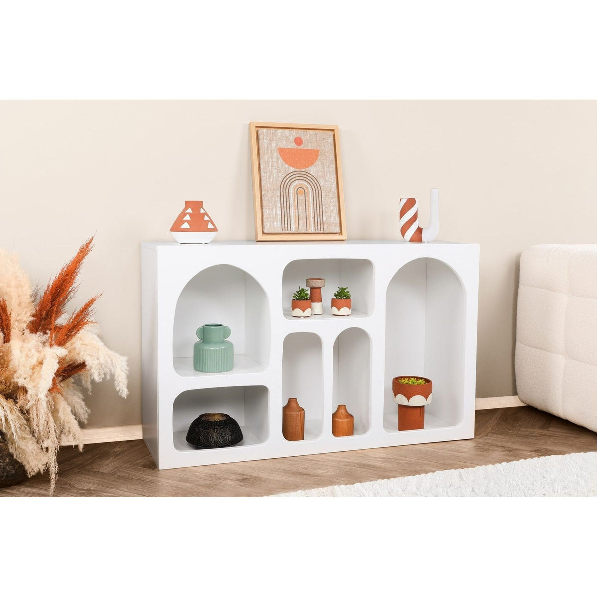 Comoda LIVA, alb, PAL melaminat, 120x35x74 cm