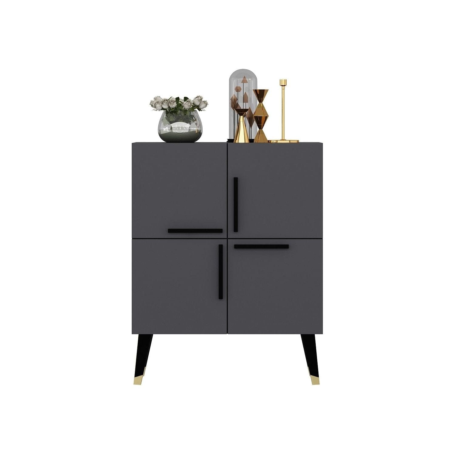 Comoda MAKRO, gri antracit/auriu, PAL melaminat, 70x35x90 cm