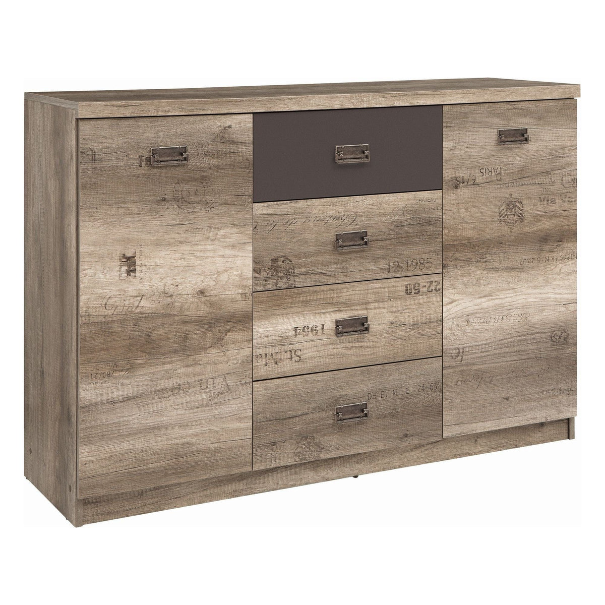 Comoda Malcolm, stejar canyon/gri inchis, PAL, 130x40x88 cm