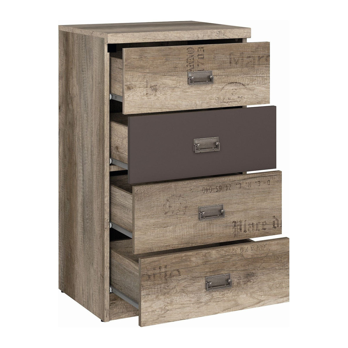 Comoda Malcolm, stejar canyon/gri inchis, PAL, 50x40x88 cm