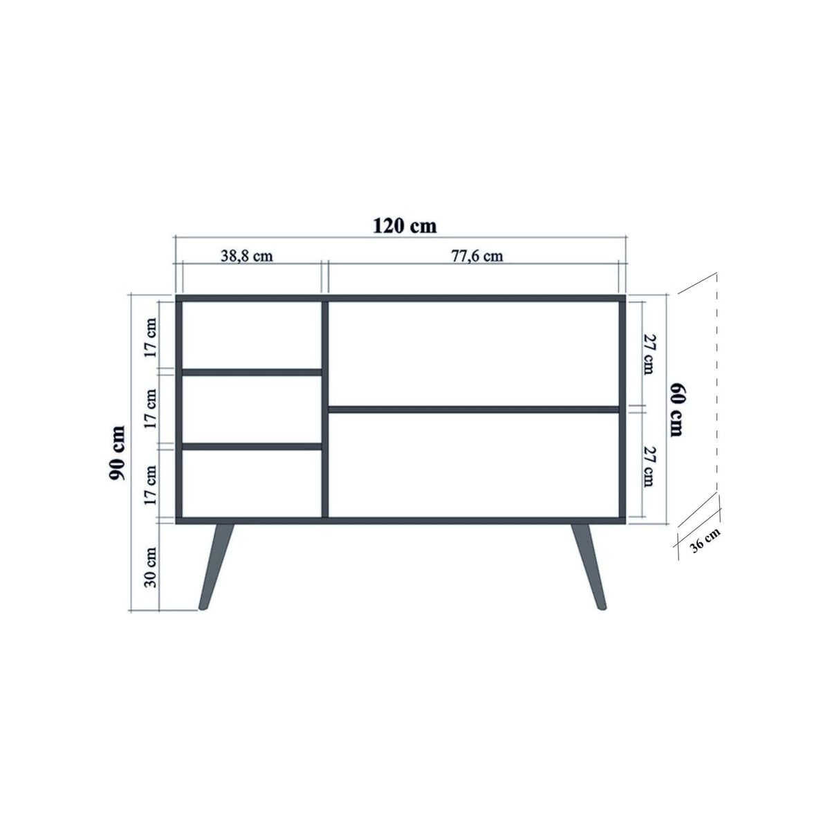 Comoda Mega-120, stejar sonoma, PAL melaminat, 120x36x90 cm