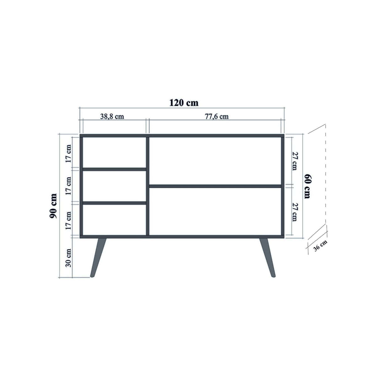 Comoda MEGA-731, stejar sonoma, PAL melaminat, 120x36x90 cm