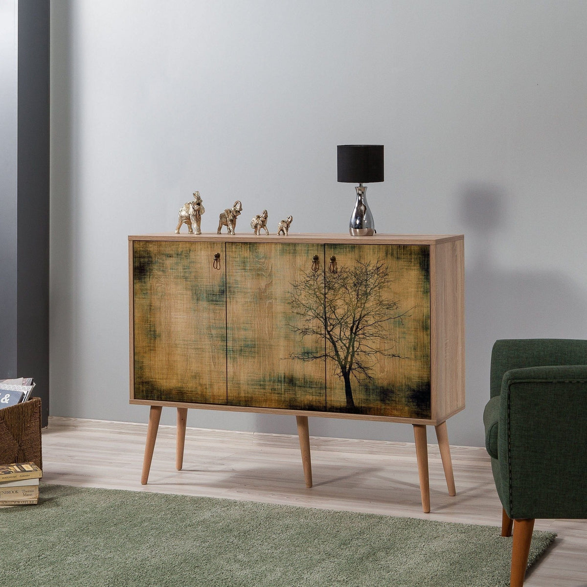 Comoda Mega, stejar sonoma, PAL melaminat, 120x36x90 cm