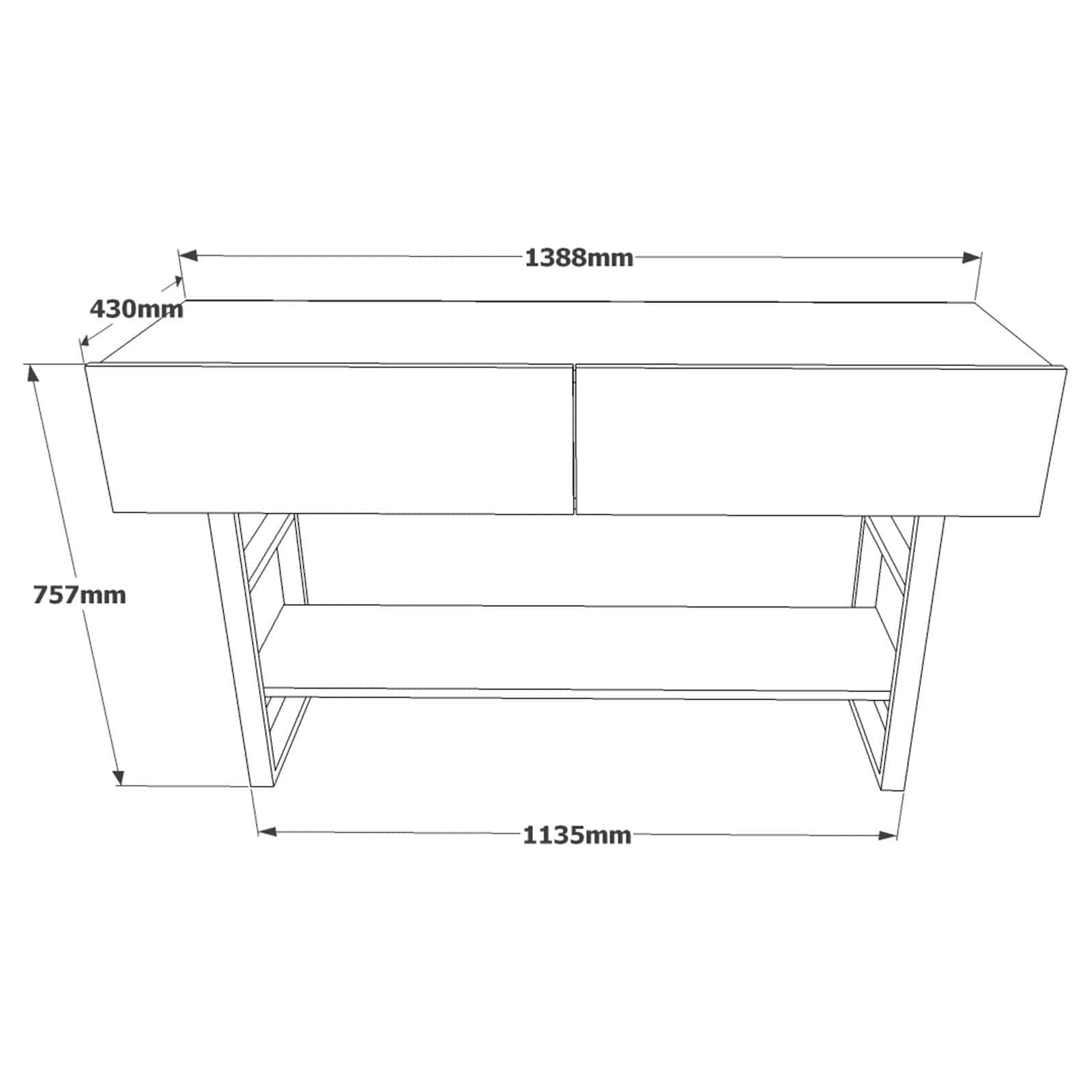 Comoda ML23-A, stejar/negru, PAL melaminat/metal, 139x43x76 cm