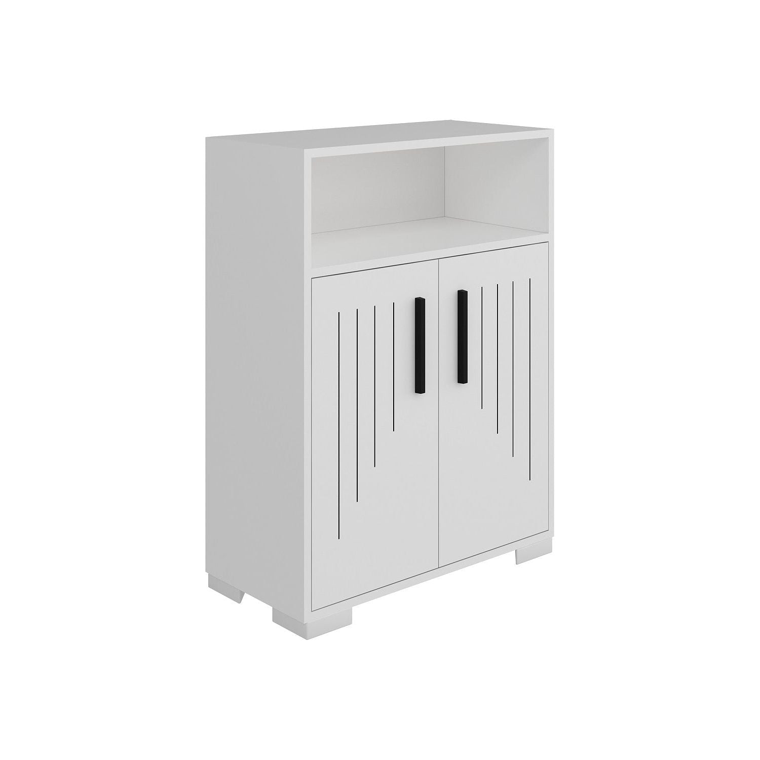 Comoda MOON, alb/Negru, PAL melaminat, 60x30x97 cm