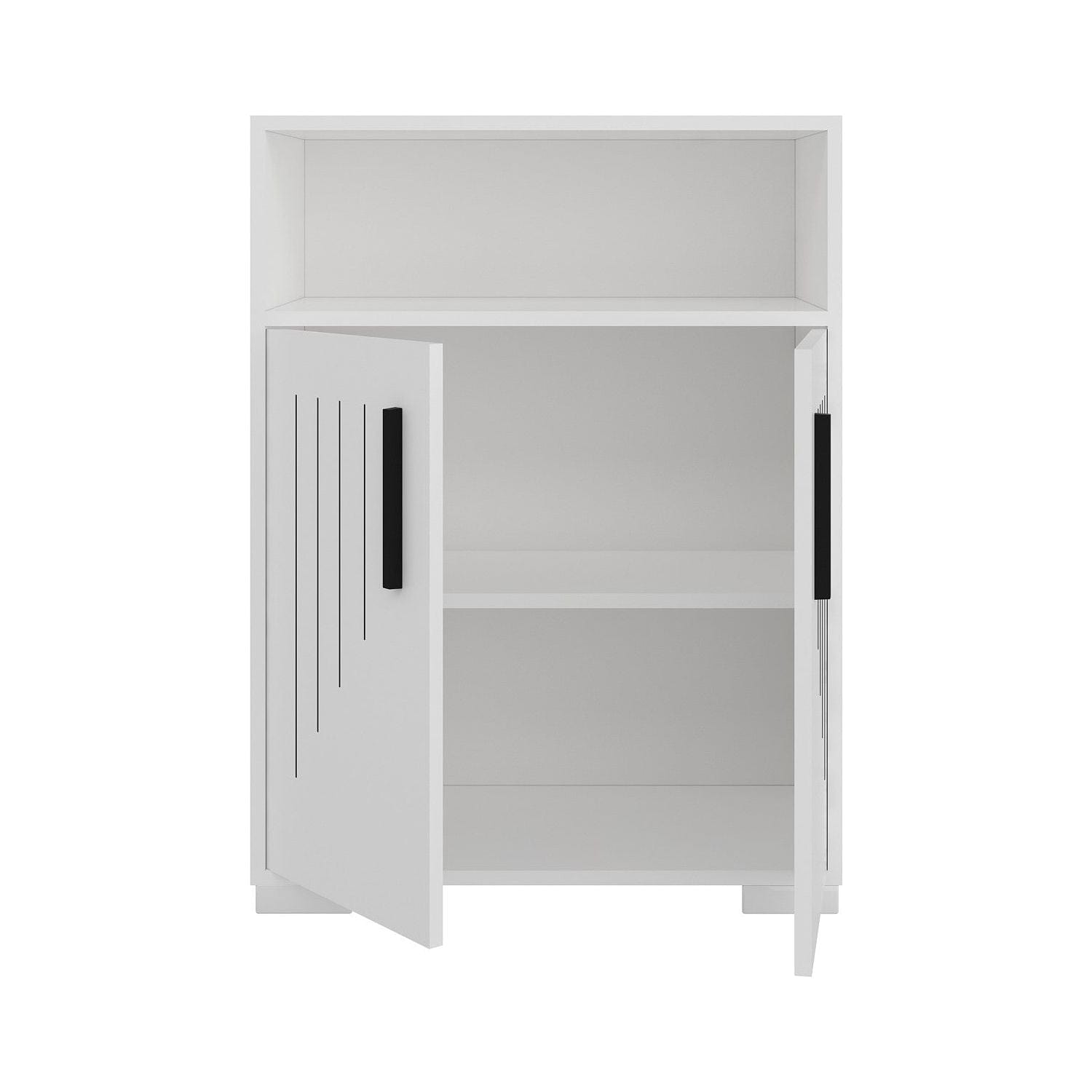 Comoda MOON, alb/Negru, PAL melaminat, 60x30x97 cm