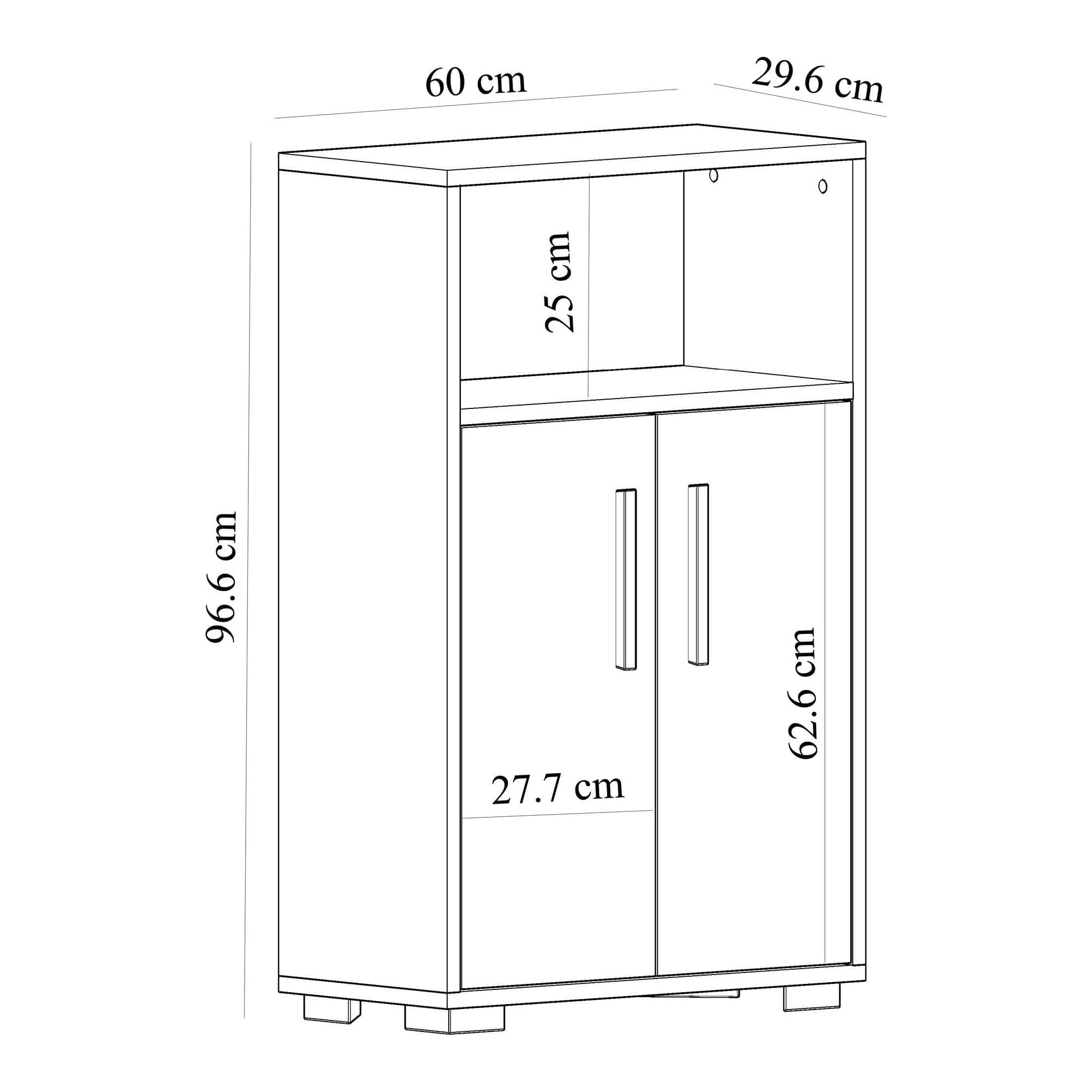 Comoda MOON, alb/Negru, PAL melaminat, 60x30x97 cm
