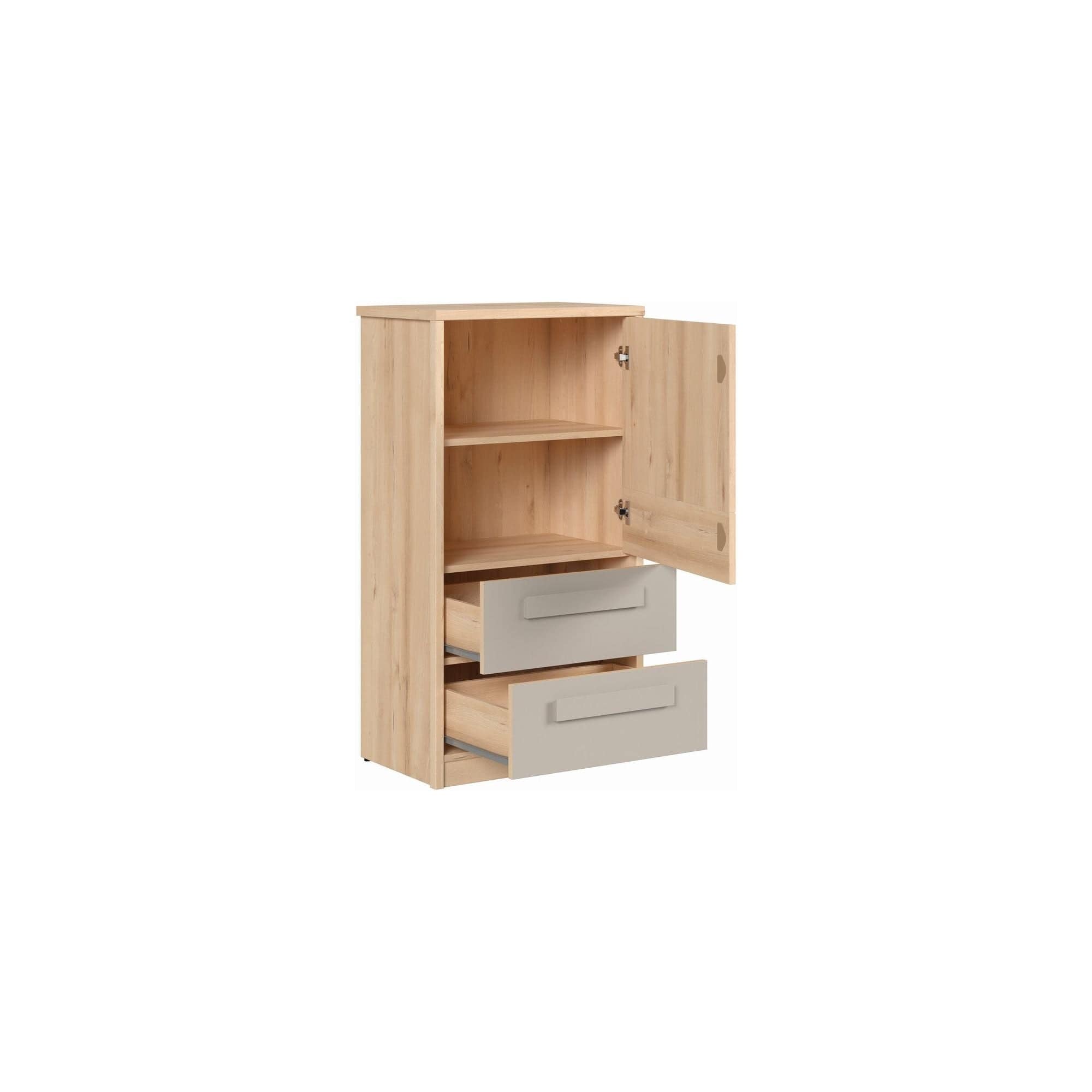Comoda NAMEK , stejar sonoma/alb/gri, PAL, 60x39x112 cm