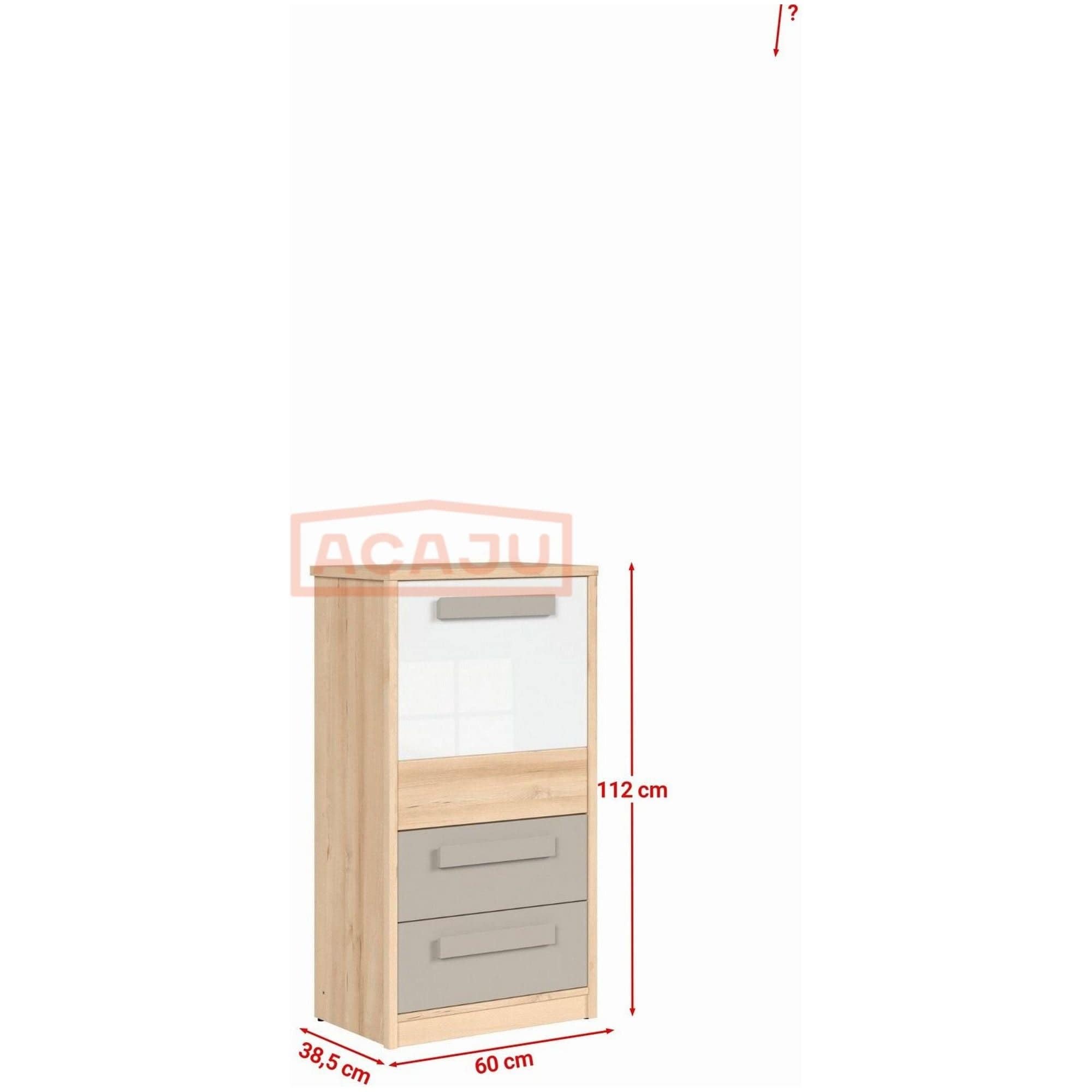 Comoda NAMEK , stejar sonoma/alb/gri, PAL, 60x39x112 cm