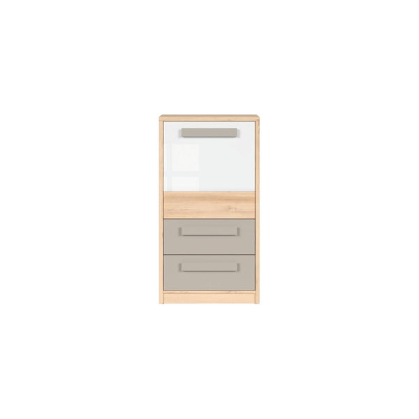 Comoda NAMEK , stejar sonoma/alb/gri, PAL, 60x39x112 cm
