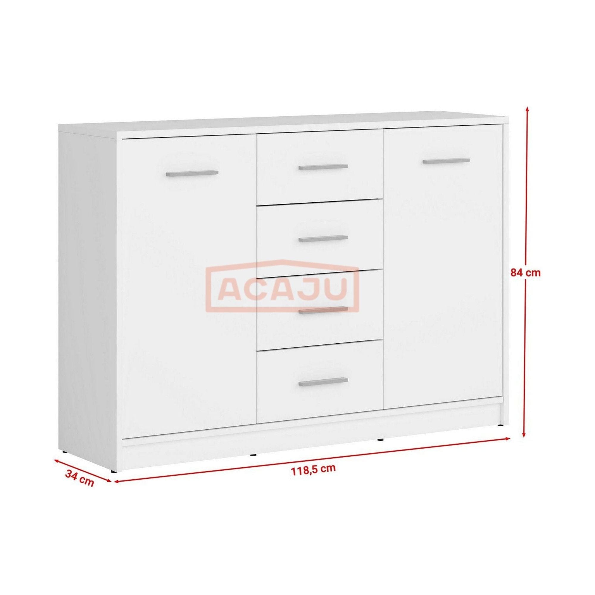 Comoda NEPO PLUS, alb, PAL laminat, 119x34x84 cm