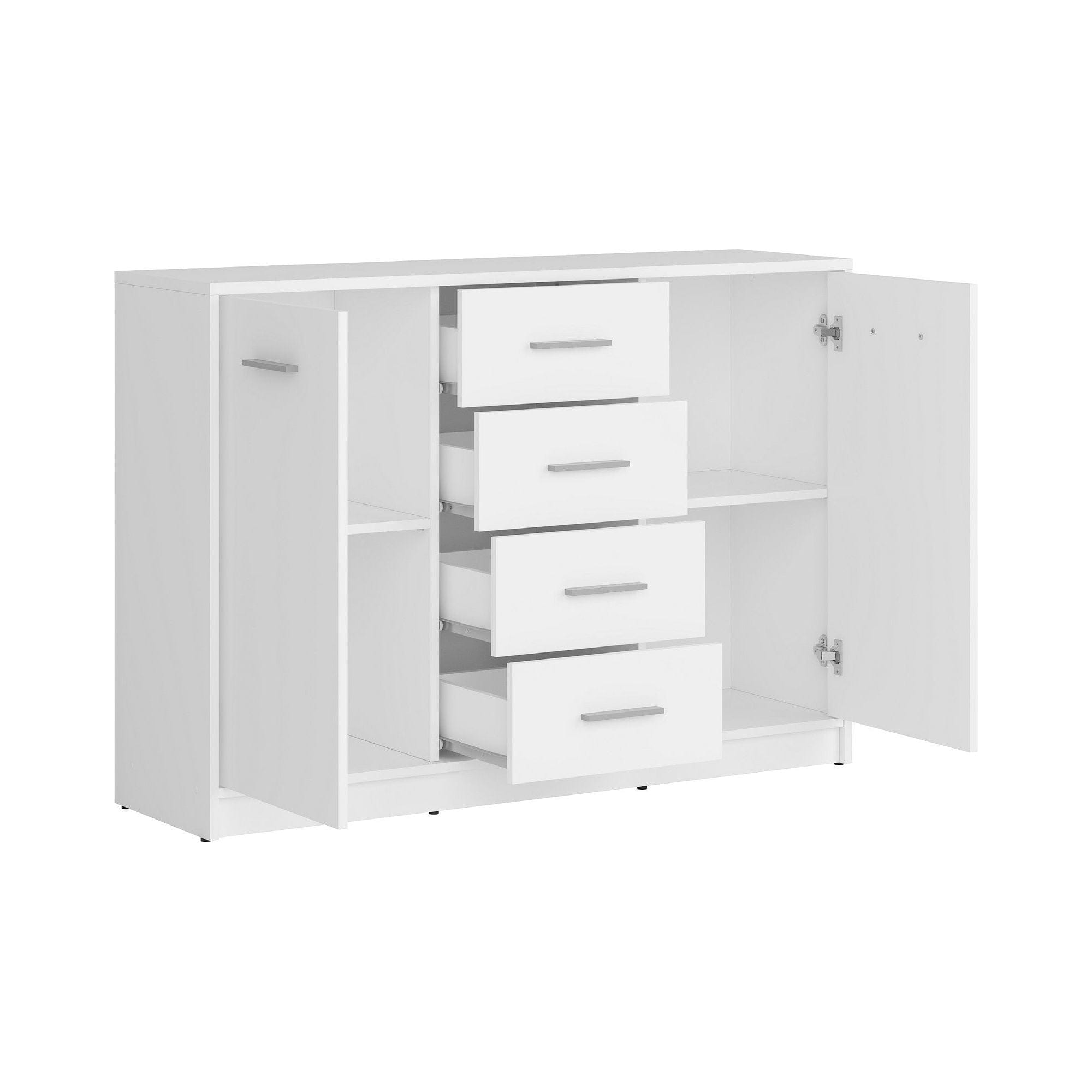 Comoda NEPO PLUS, alb, PAL laminat, 119x34x84 cm