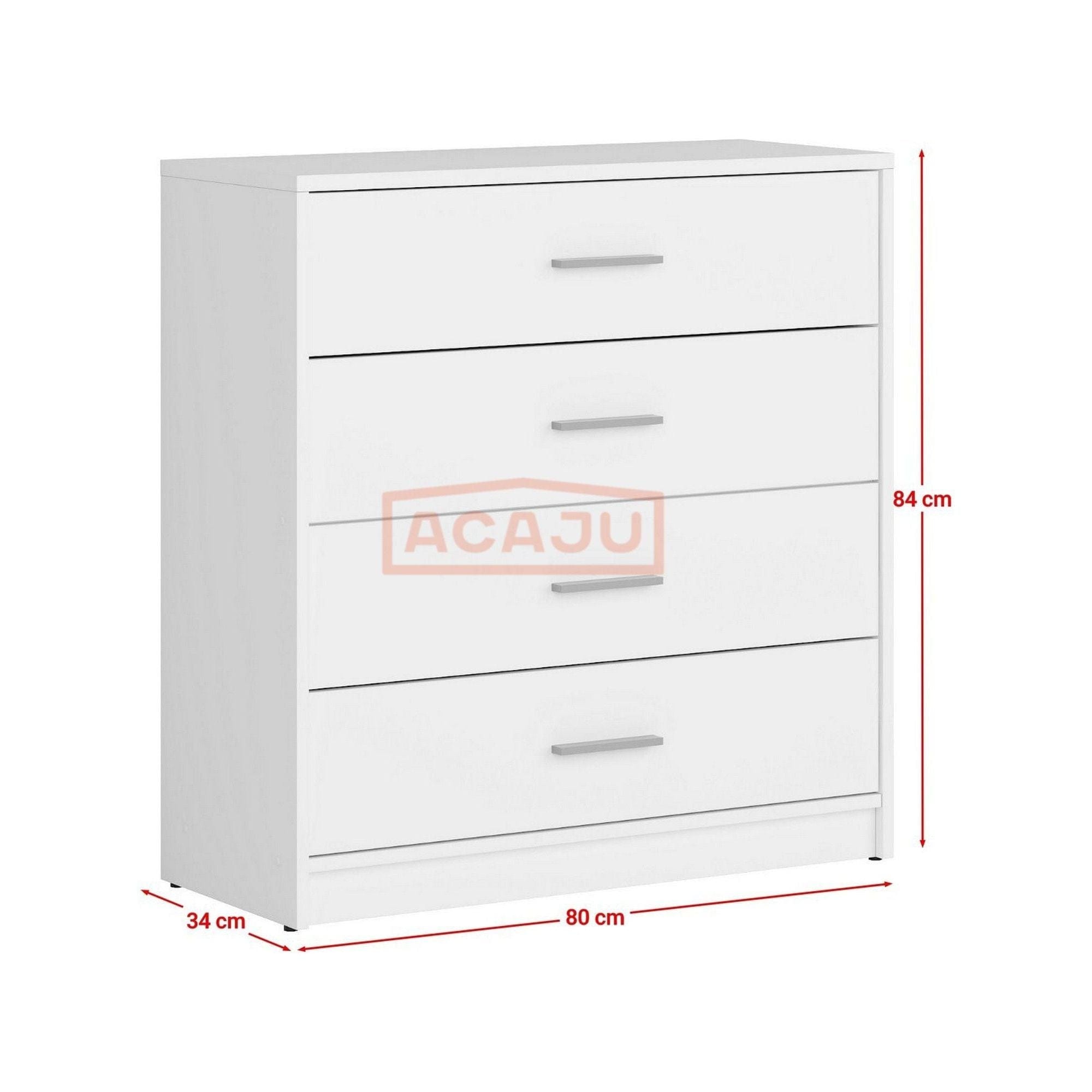 Comoda NEPO PLUS, alb, PAL laminat, 80x34x84 cm