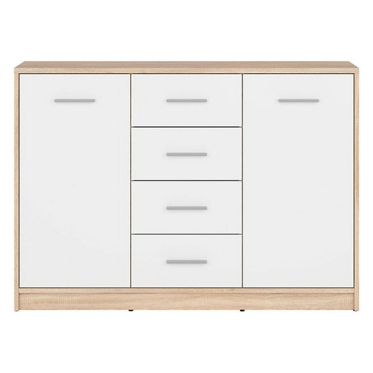 Comoda NEPO PLUS, alb/stejar sonoma, PAL laminat, 119x34x84 cm