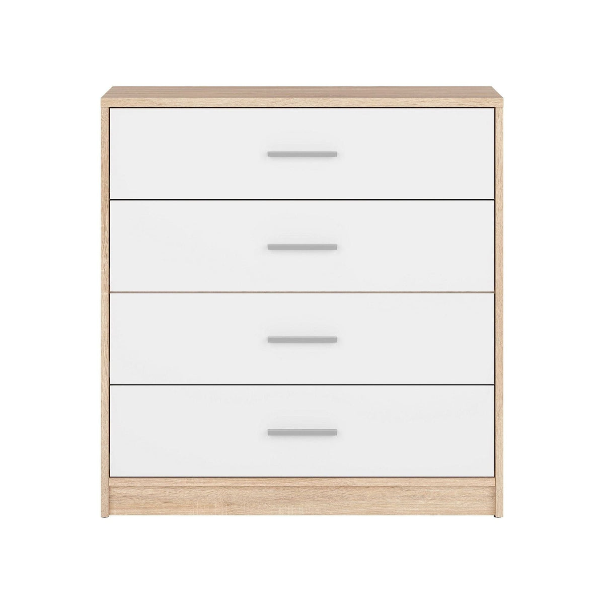 Comoda NEPO PLUS, alb/stejar sonoma, PAL laminat, 80x34x84 cm