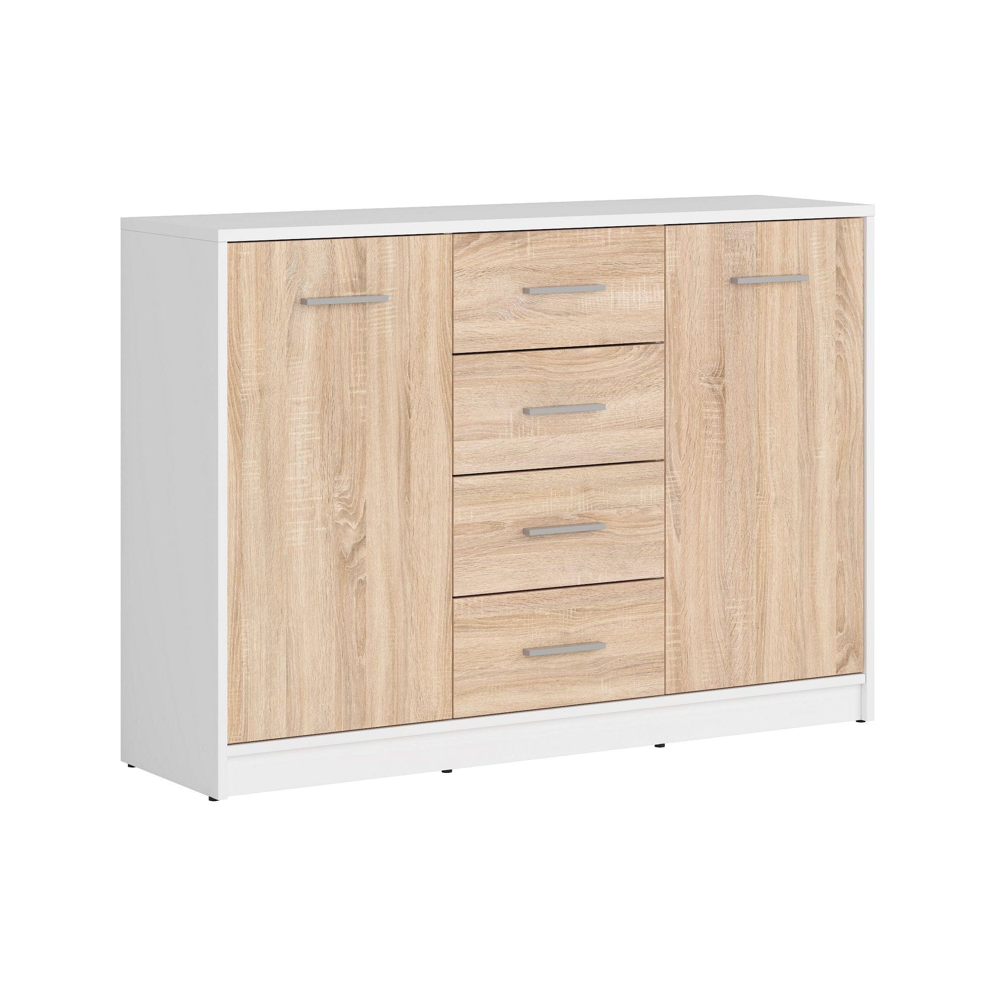 Comoda NEPO PLUS, stejar sonoma/alb, PAL, 119x34x84 cm