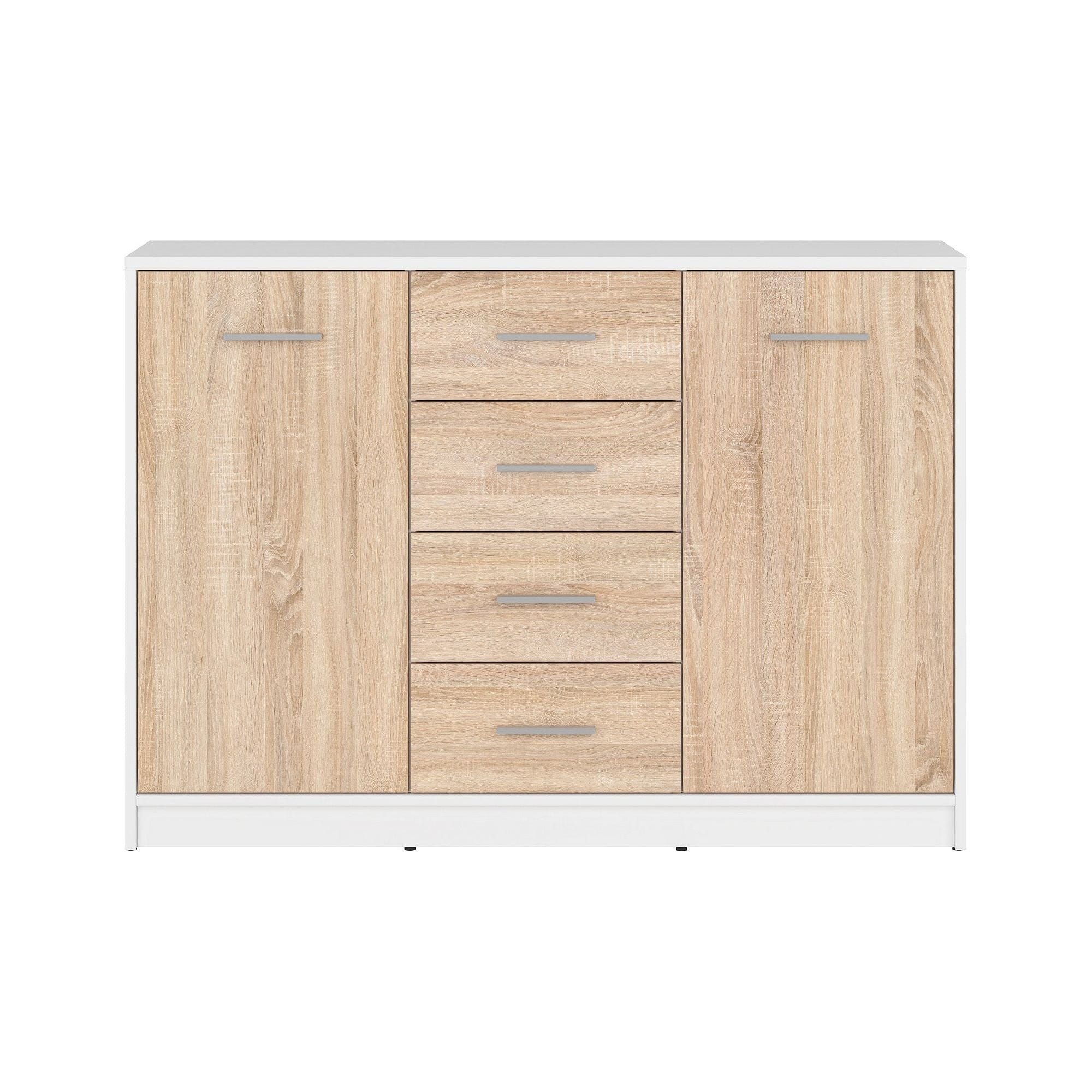 Comoda NEPO PLUS, stejar sonoma/alb, PAL, 119x34x84 cm