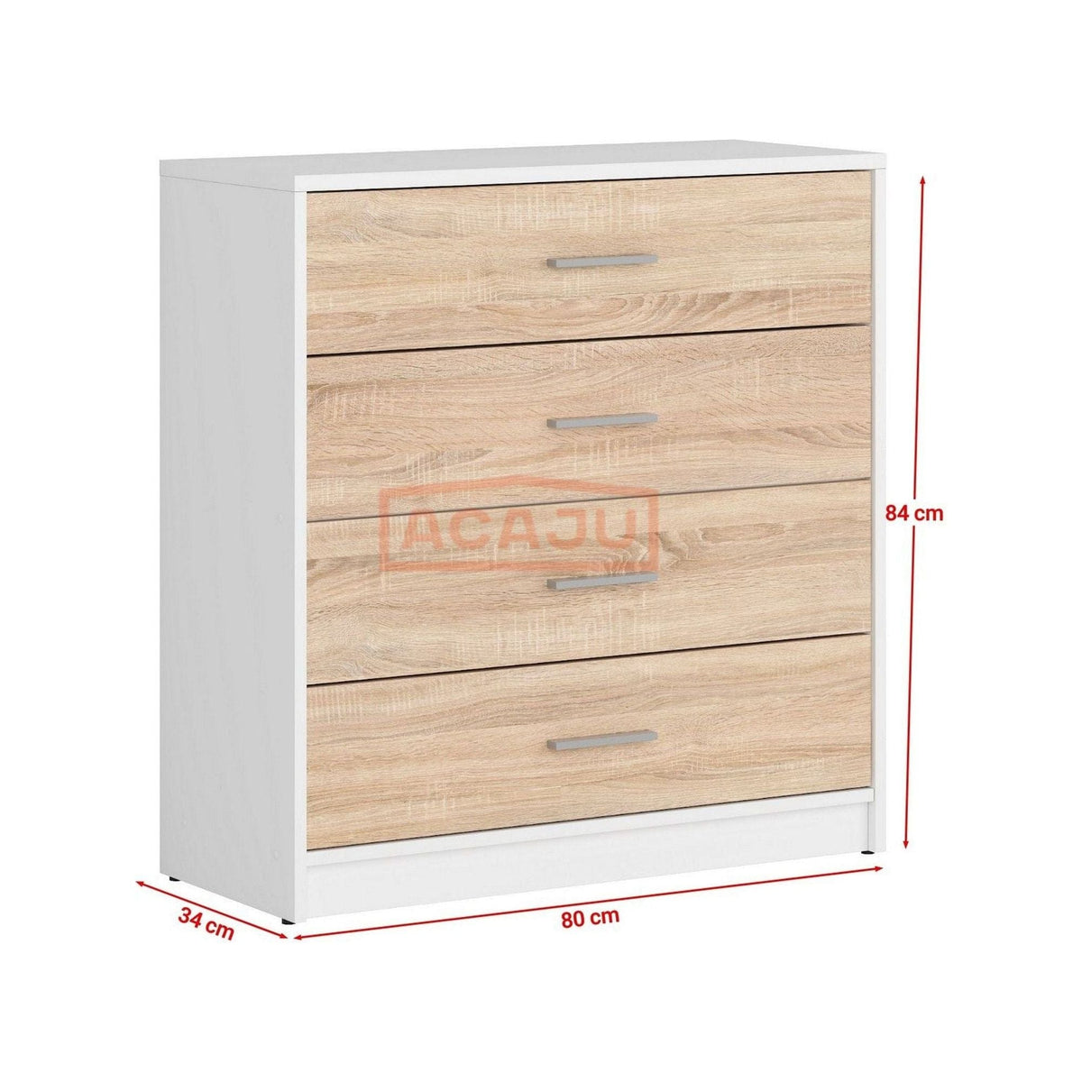 Comoda NEPO PLUS, stejar sonoma/alb, PAL, 80x34x84 cm