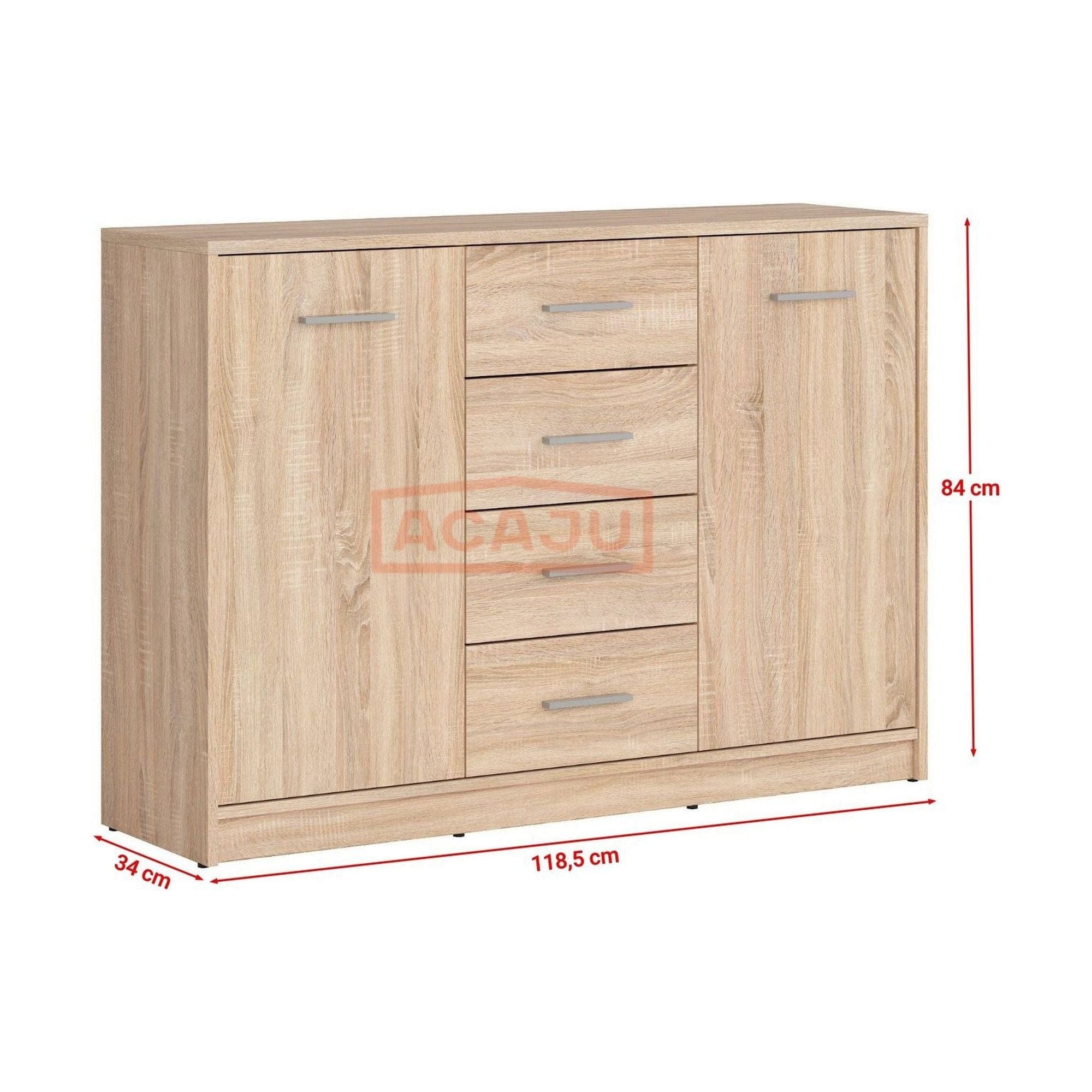 Comoda NEPO PLUS, stejar sonoma, PAL laminat, 119x34x84 cm