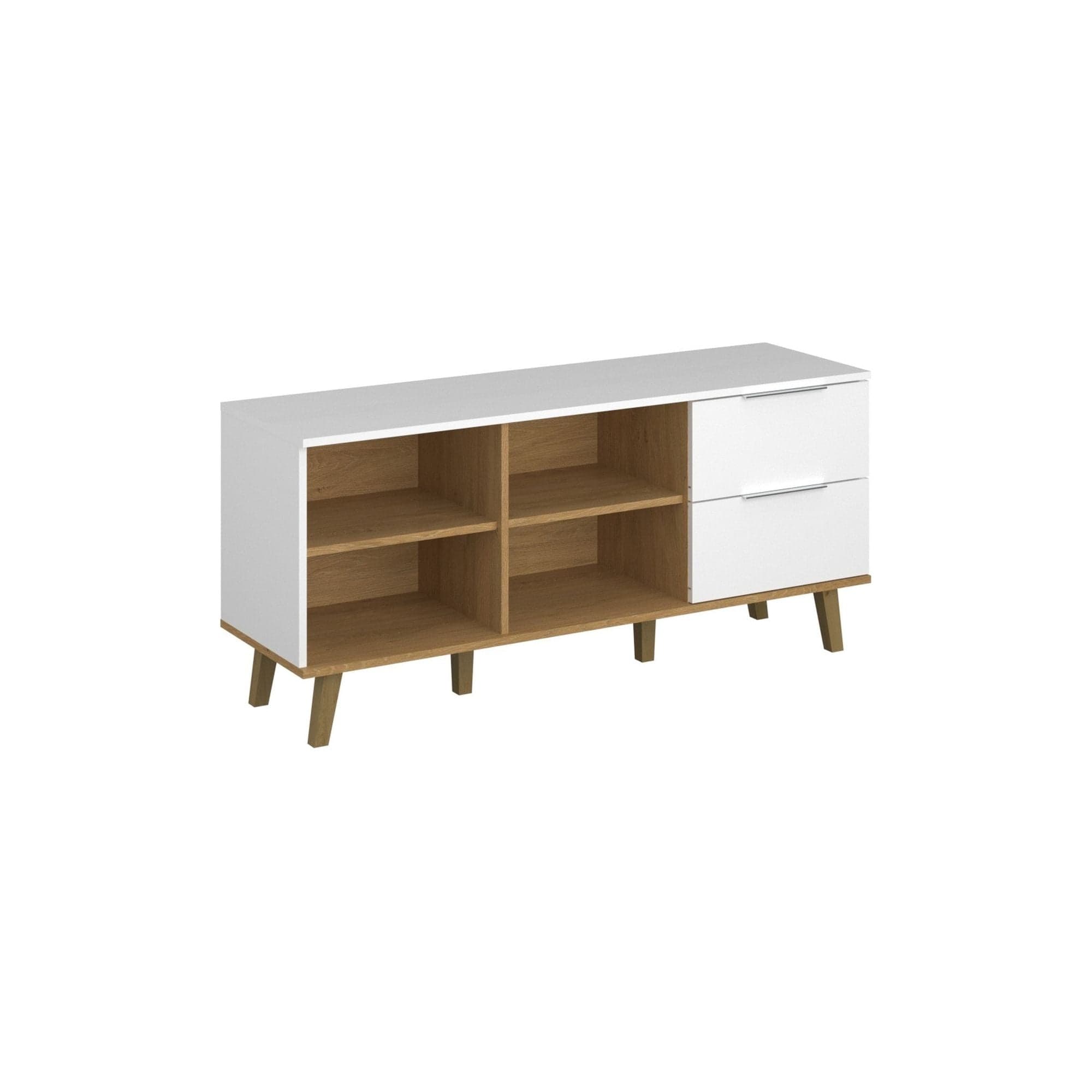 Comoda Neptun, stejar miere/alb, PAL laminat, 134x40x61 cm