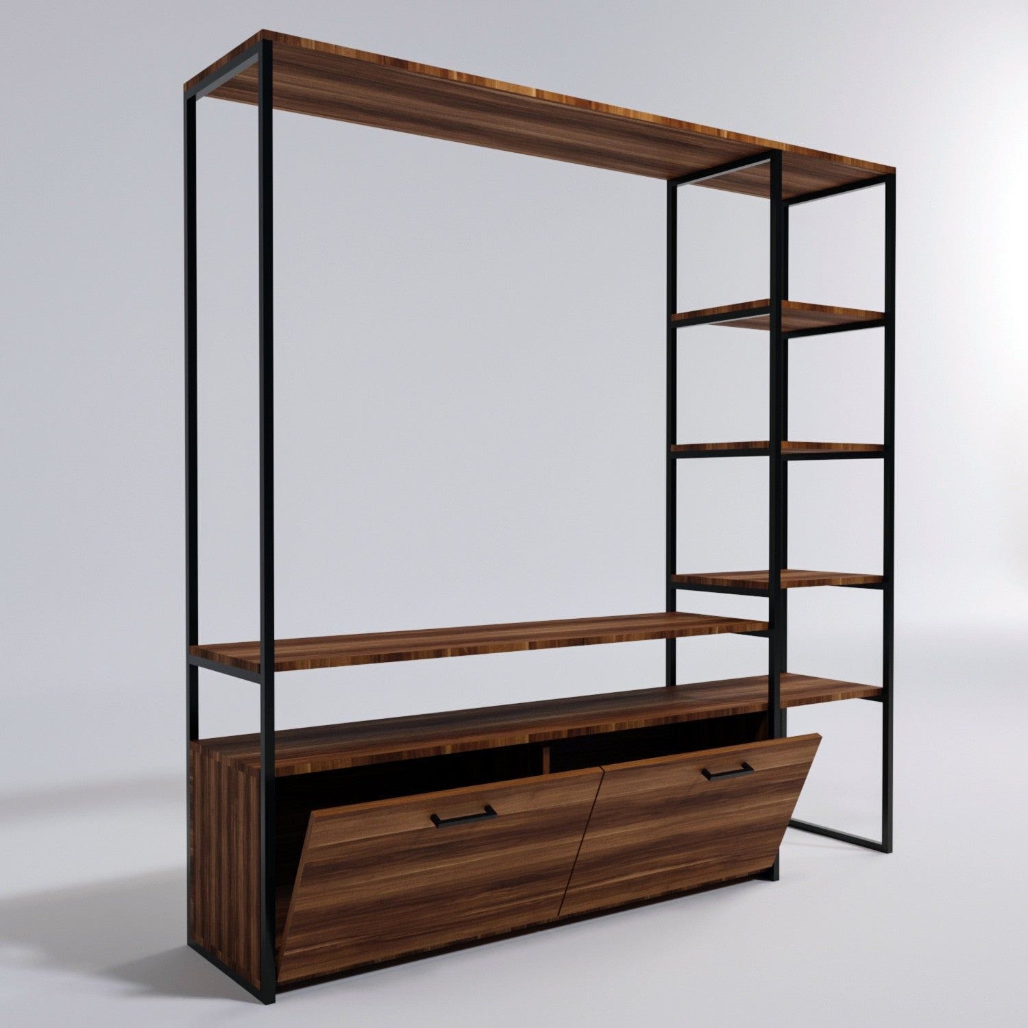 Comoda NIGARAN TV, nuc, PAL melaminat/metal, 180x40x180 cm