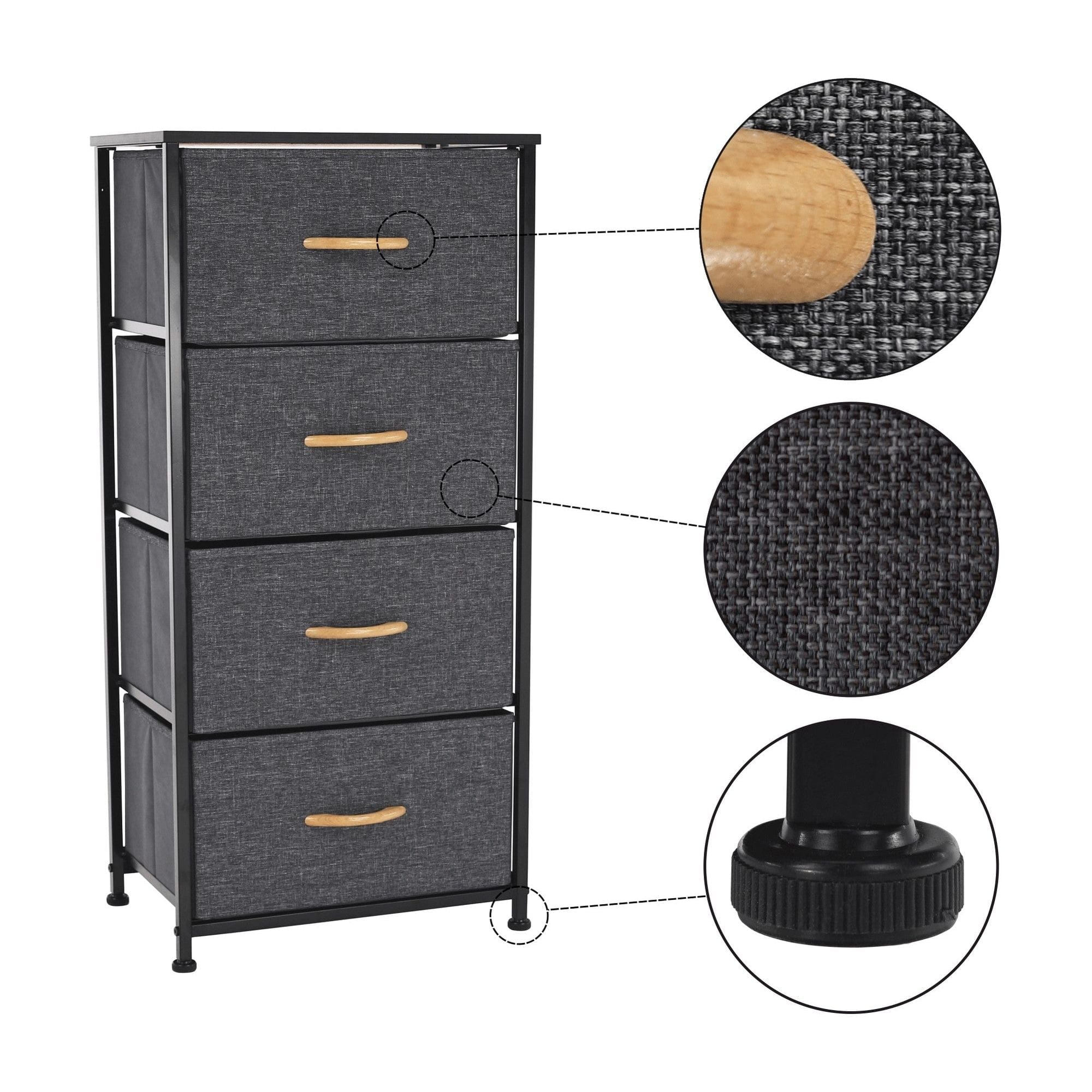 Comoda PALMERA TYP 2, negru/gri inchis, 45x30x95 cm